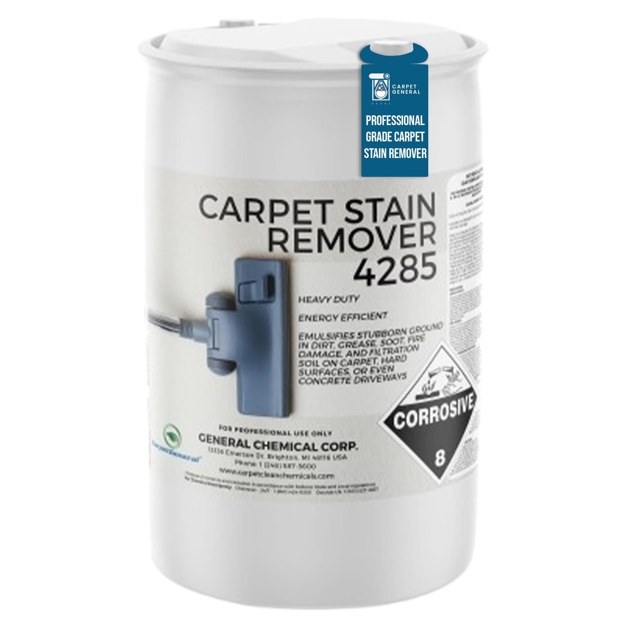 Carpet Stain Remover 4285 - All-Purpose and Multi-Surface Stain Remover - Residential Use - For Heavy-Duty Spot Cleaning - Professional Grade - 55 Gallon Drum