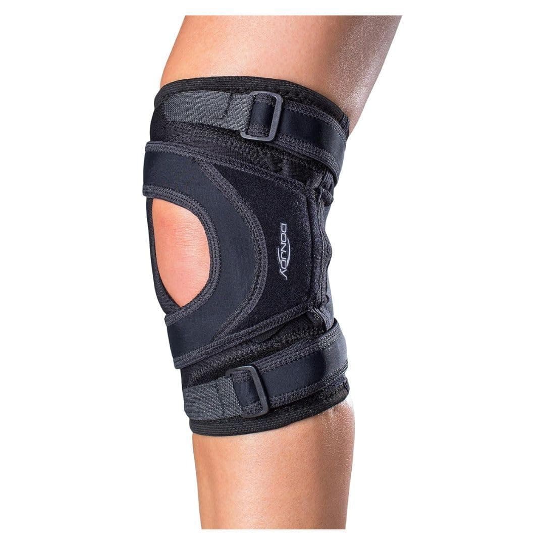 Tru-Pull Lite Large Right Leg Knee Brace with Breath-O-Prene and Pull Straps for Mild to Moderate Patellar Dislocations (Black)