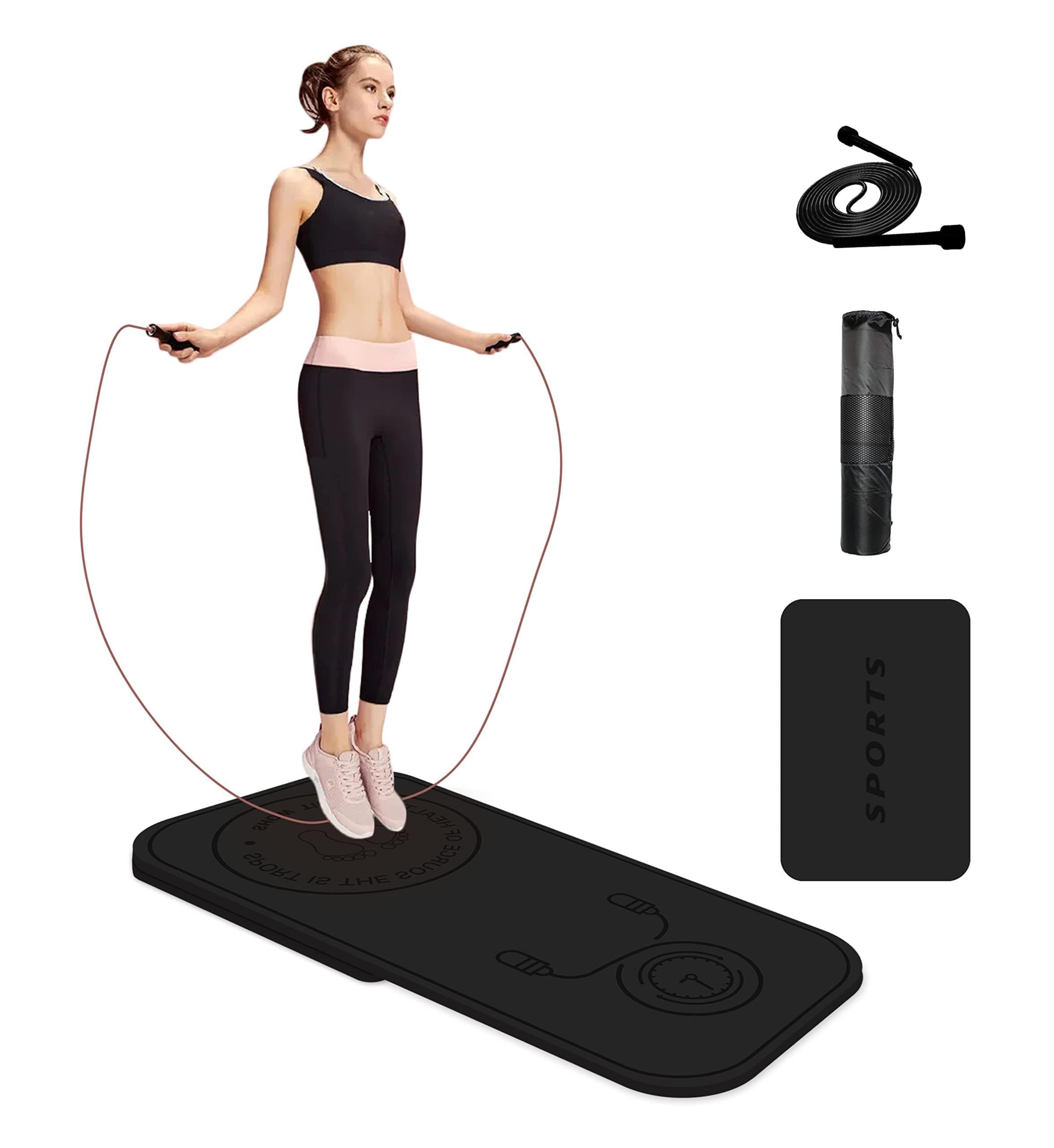 Jump Rope Mat Shockproof Exercise Skipping Mat All-Purpose Extra Thick High Density Anti-Tear Exercise Yoga Mat, Non Slip for Indoor and Outdoor