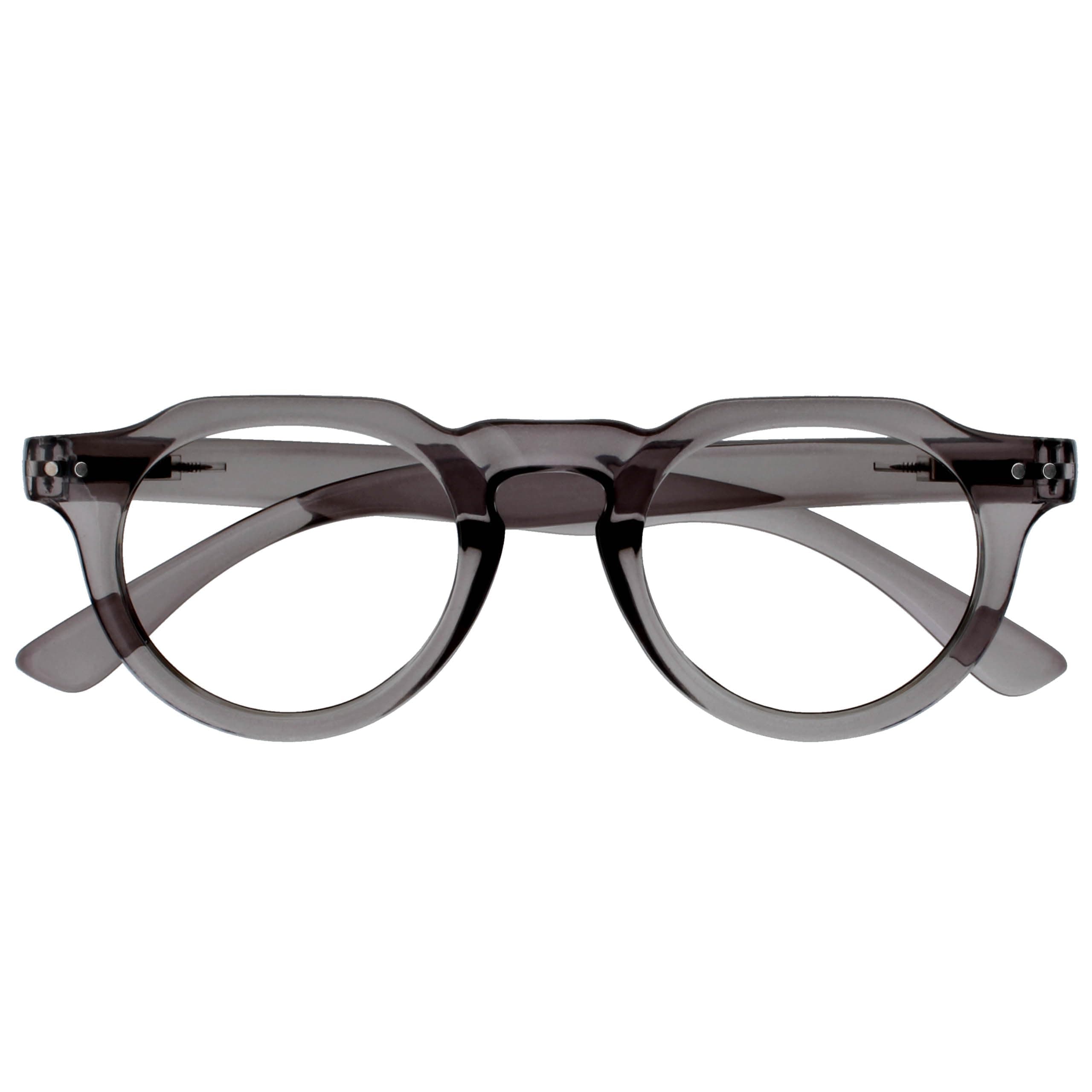 OPULIZE RIO Blue Light Blocking Reading Glasses - Flat Top Frame - Grey - Mens Womens - Spring Hinges - B53-7 - +1.00