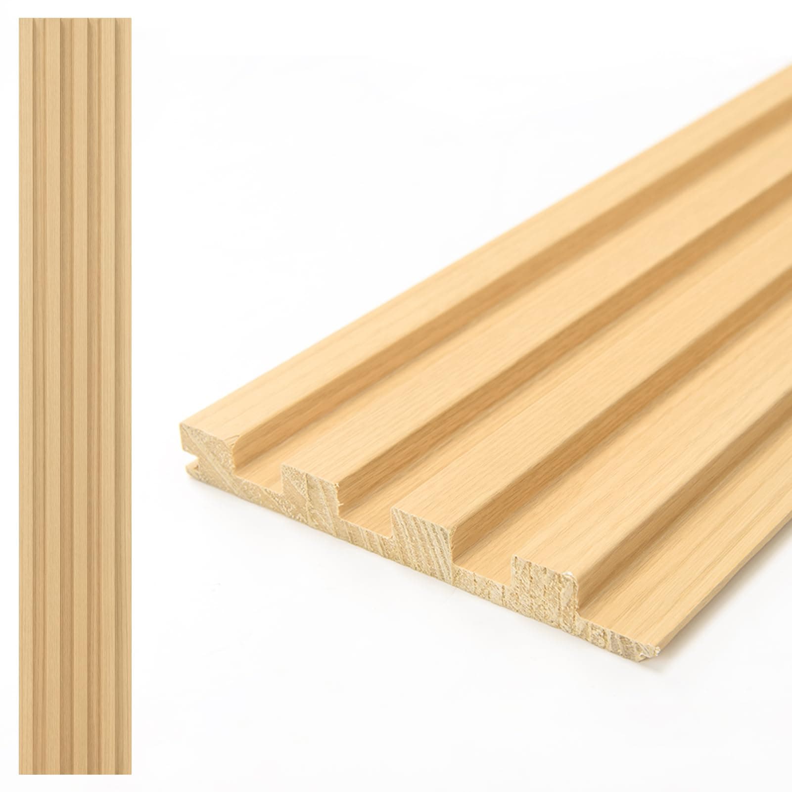 Art3d 4 Panels Natural Wood Panel Wall Wainscot Panel Wall Material Wood - Easy Installation DIY Entrance Living Room Bedroom Residential/Commercial - Length 180cm Width 14.5cm, Model Number 301