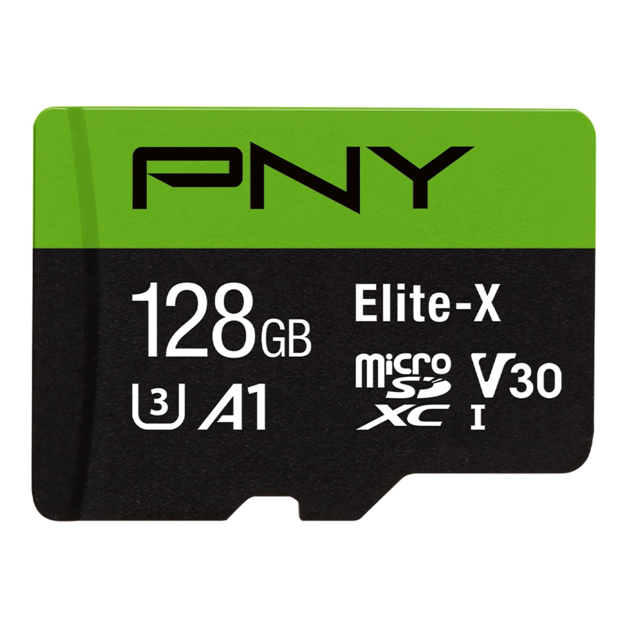 PNY 128GB Elite-X Class 10 U3 V30 microSDXC Flash Memory Card - 100MB/s, Class 10, U3, V30, A1, 4K UHD, Full HD, UHS-I, microSD