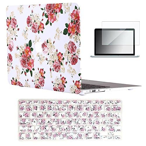 Vasileios 3in1 Frosted Matte Satins Soft-touch Hard Shell Case Cover & Screen Protector for Apple 13-inch Macbook Pro 13.3" with Retina Display (Model A1502/ A1425) (Pink Flowers)