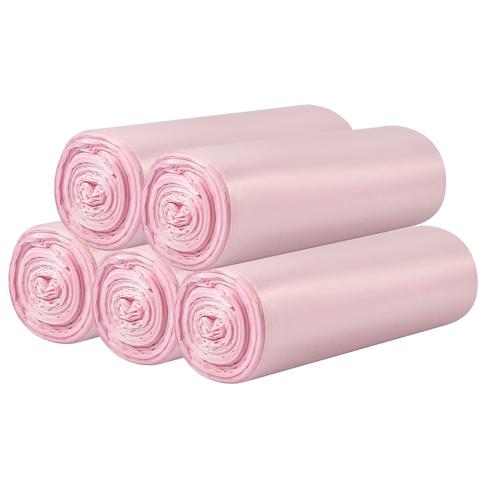 HDY 5 Rolls Small Trash Bags - 100 Counts Durable 4 Gallon Small Garbage Bags for home office kitchen Bathroom Bedroom Trash Can liners(Pink)