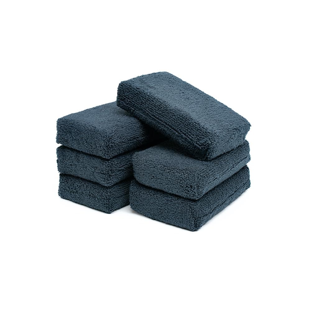 Premium Grade Microfiber Detailing Applicator Sponges - Versatile Detailing Tool, Extra Absorbent, Able to Withstand Numerous Uses, 3in x 5in, Black (6-Pack)
