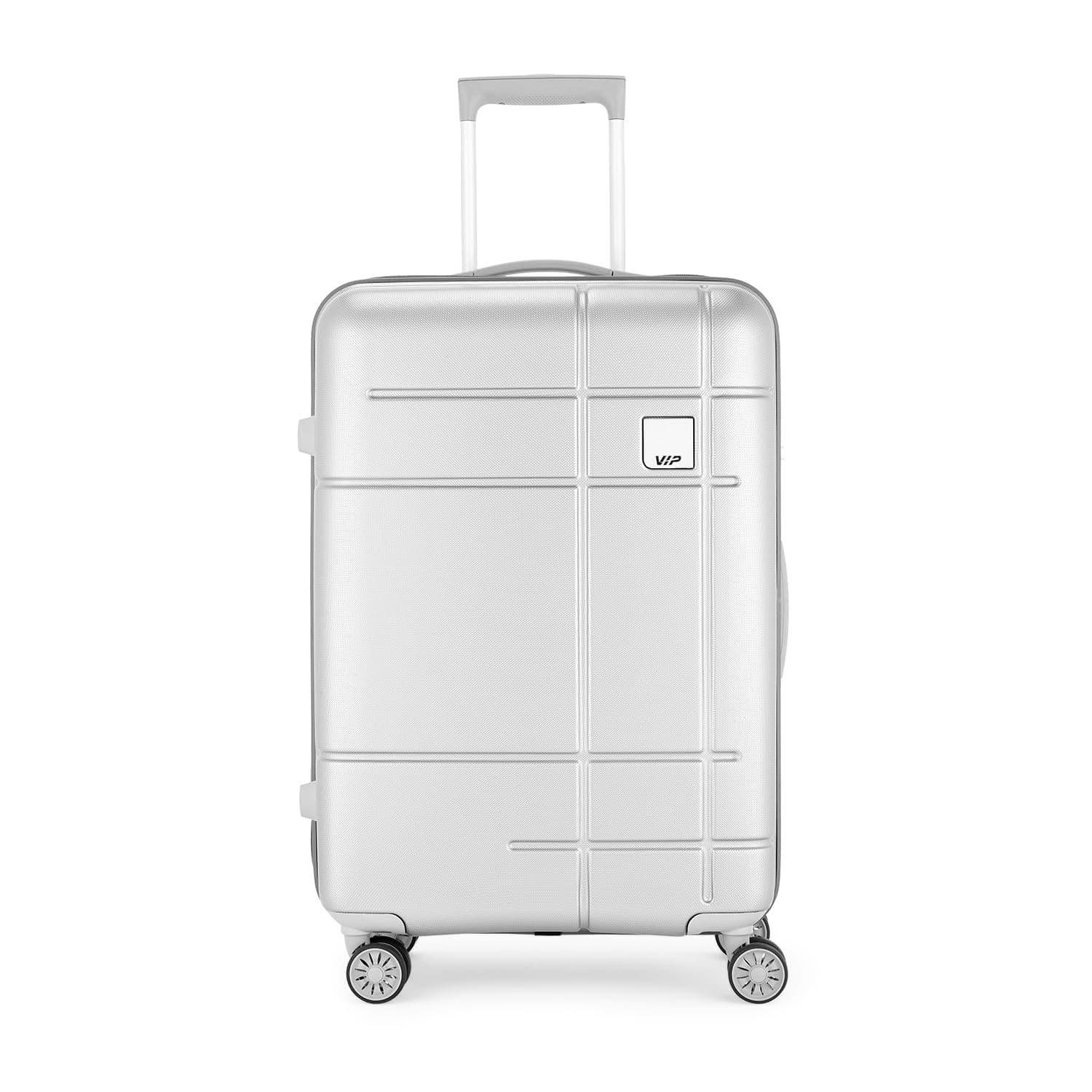 VIP Check-In Trolley, 69Cms, Hard Sided Polycarbonate Luggage (Medium), With 360° Spin 8 360 Degree Wheels, Tsa Lock & Wet Pouch In Suitcase | Silver | Zorro