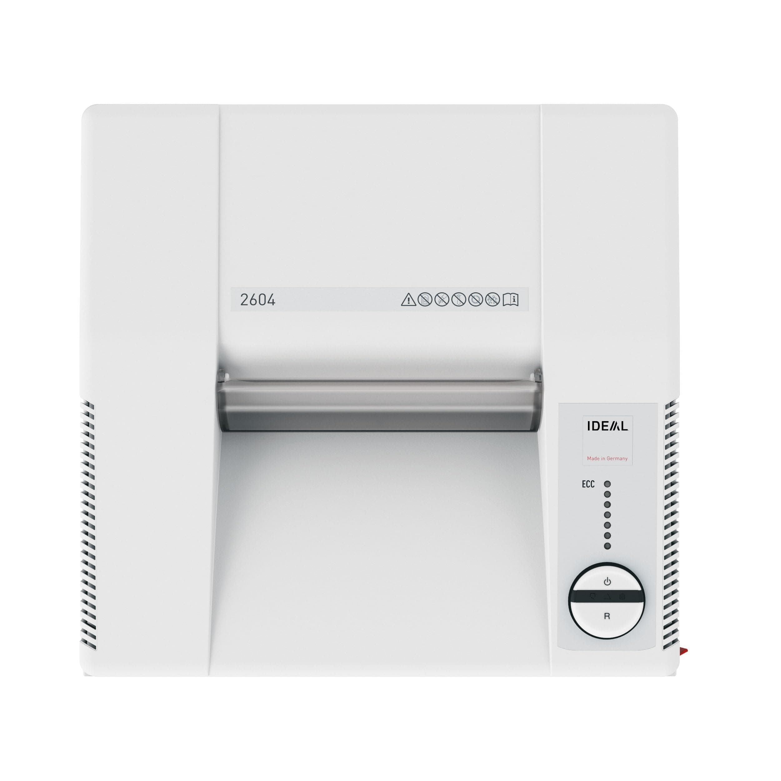 Ideal. 2604 Strip-Cut Centralized Office Paper Shredder, Continuous Operation , 27–30 Sheet Feed Capacity, 26 Gallon Bin, Shred Staples/Paper Clips/Credit Cards/CDs/DVDs, 1 HP Motor, P-2 Security