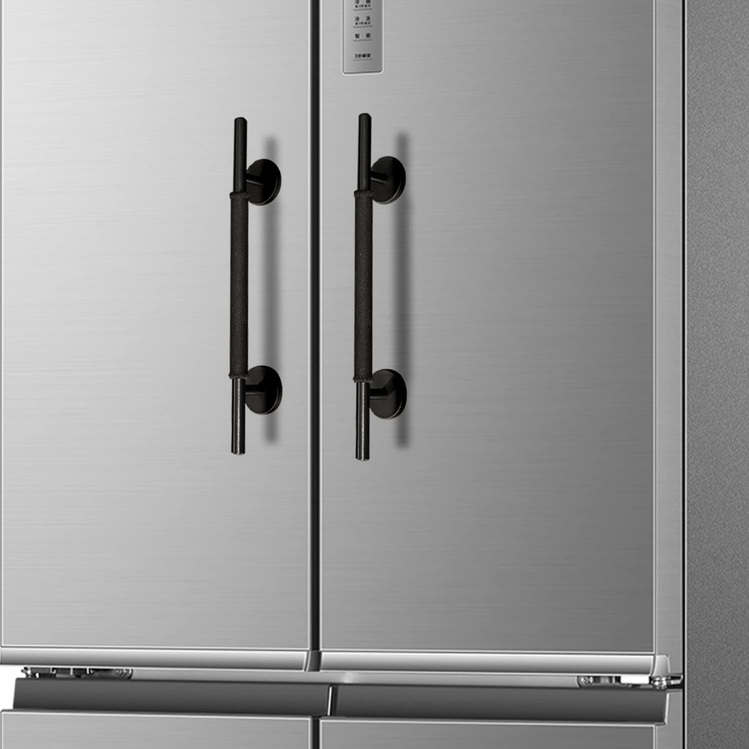 2pcs Magnetic Refrigerator Door Handle with Cover, Fridge Pull Handle Replacement Magnetic Towel Bar Keep Appliance Clean from Fingerprints Liquid Oil Food Stain for Metal Machine Door