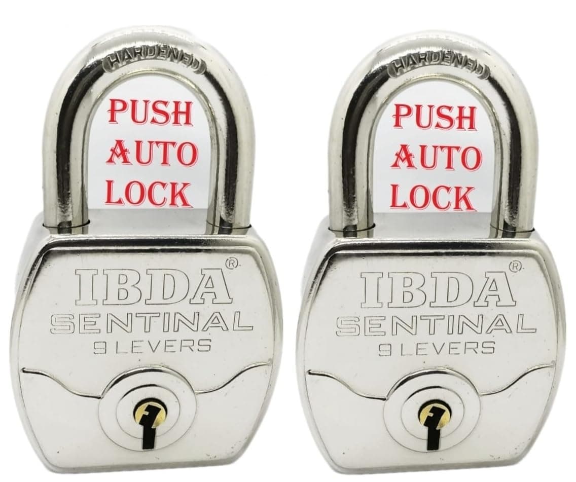2 Locks with Same Key | Multiple Locks with Single Key | Steel Body | Common Key Lock | Push Lock for Home, Shutter, gate, Door, kadi, Shop, Outdoor, Indoor | Same Key Lock Set of 2 with 4 Keys