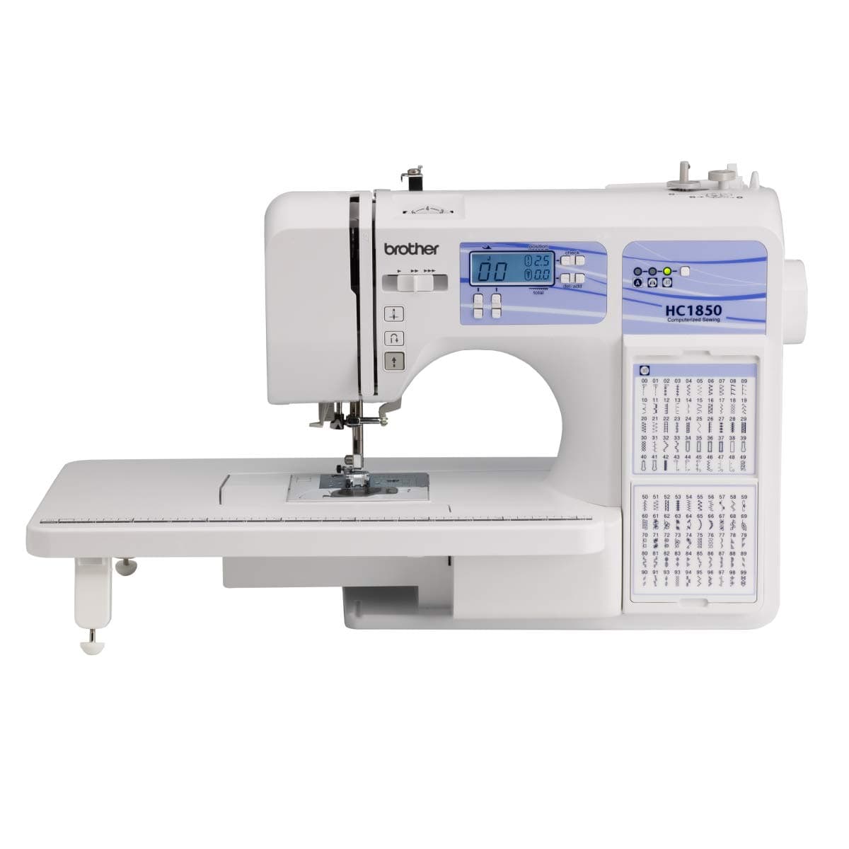 Brother HC1850 Computerized Sewing and Quilting Machine with 130 Built-in Stitches, 9 Presser Feet, Sewing Font, Wide Table, and Instructional DVD by Brother
