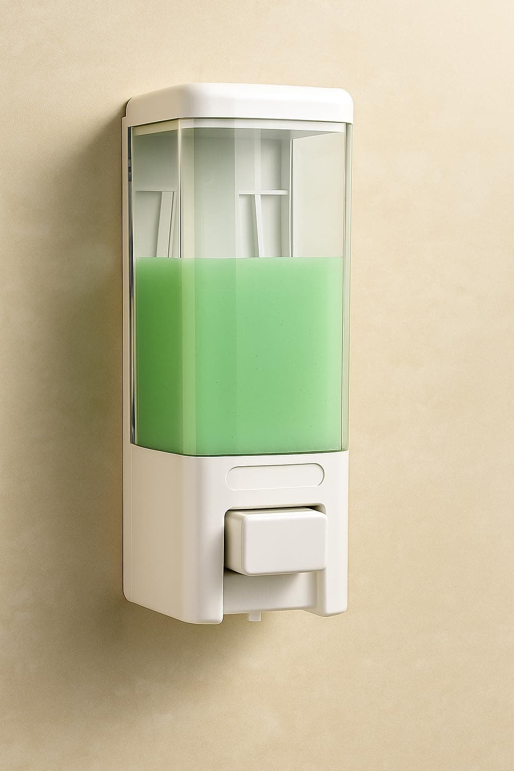 BATH GURU ABS Plastic Manual Push Wall-Mounted Liquid Soap Dispenser for Wash Basin | Bathroom | Kitchen | Restroom, (500 Ml, White)