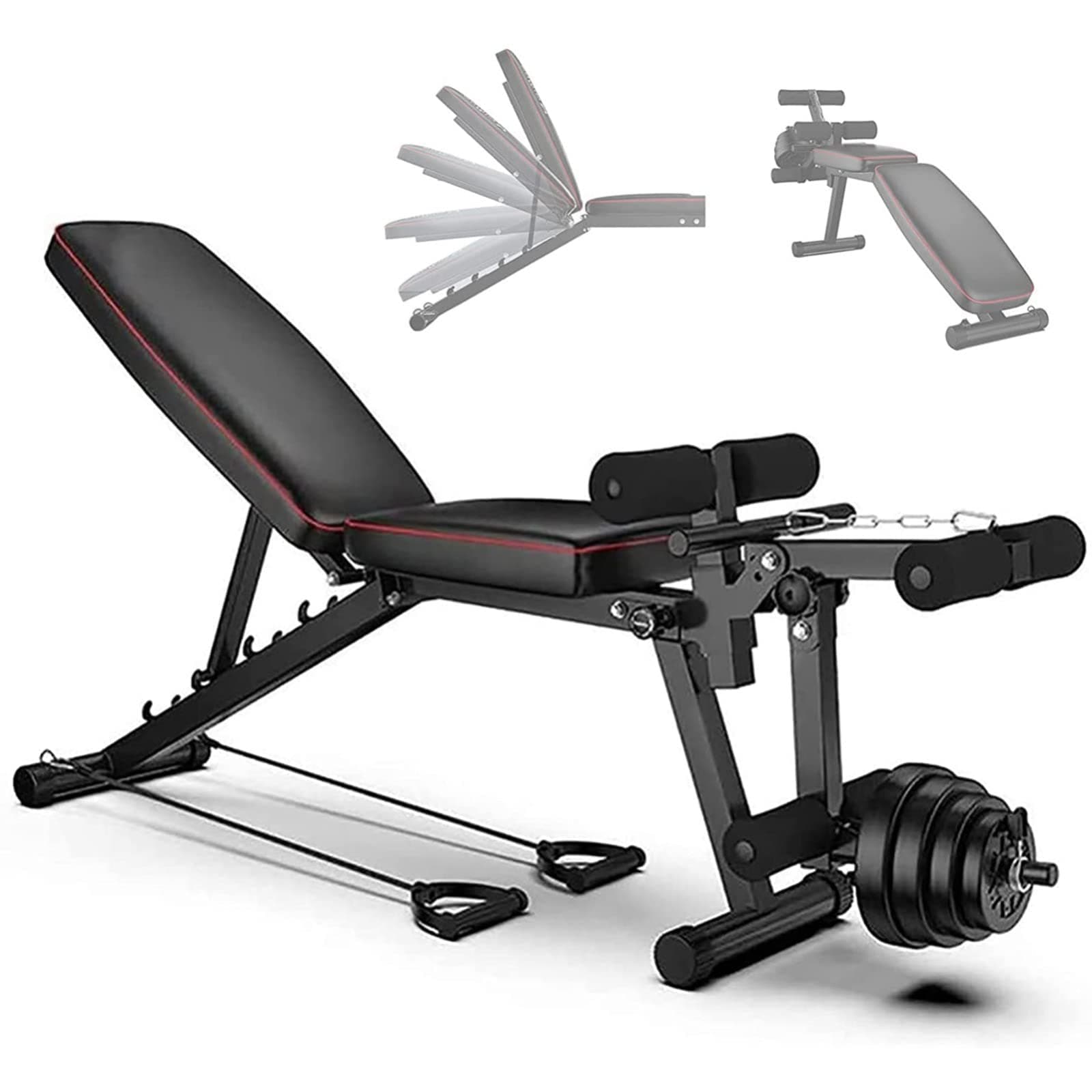 NTWXYWeight Bench Foldable, Adjustable Sit Up Bench 4 in 1 Home Training Gym, Flat/Incline/Decline FID Bench Press Weight Benches for Full Body Workout