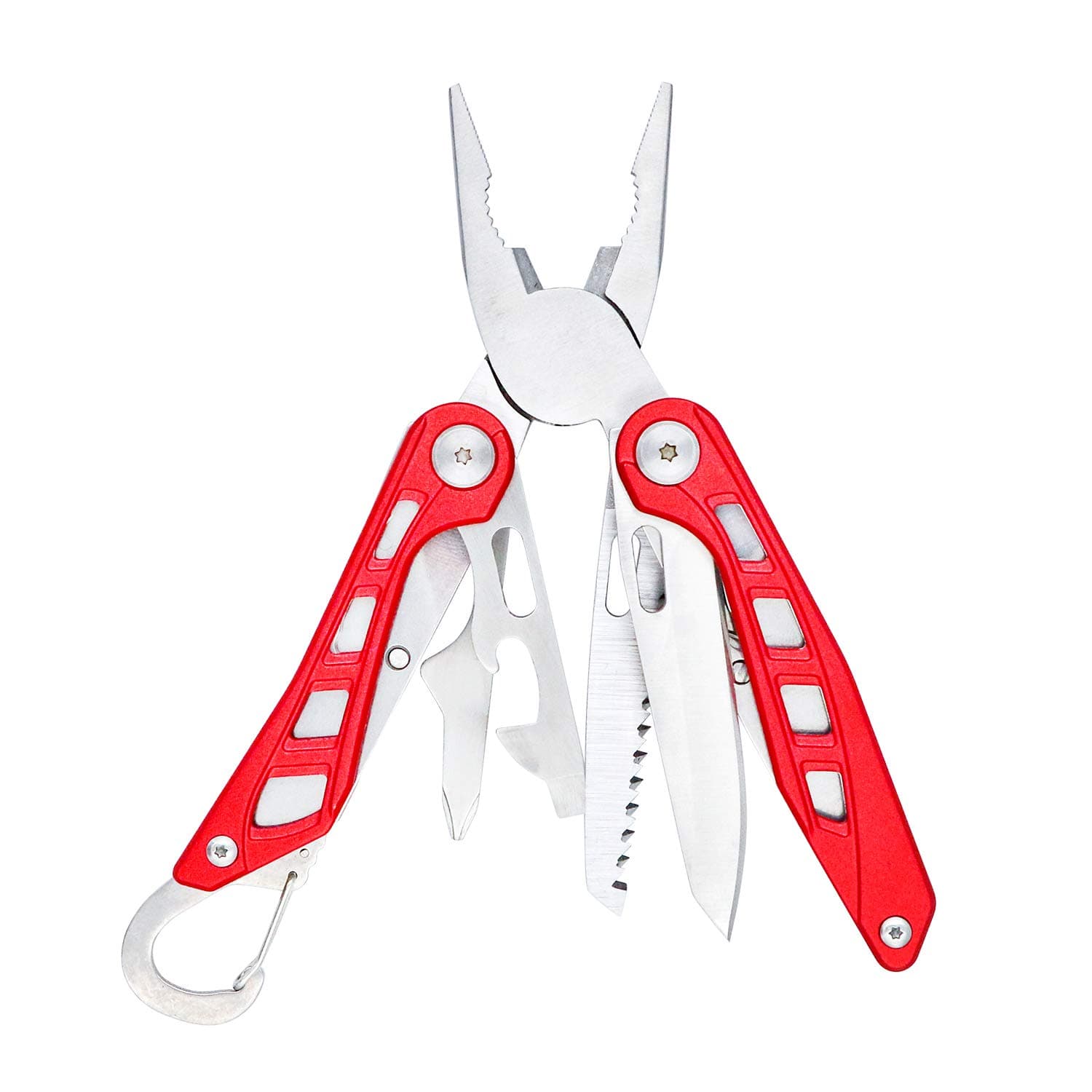 Stainless Steel 8-in-1 Multitool Safety Lock with Nylon Sheath, 10.4 x 4.5 x 2.03 cm, Red