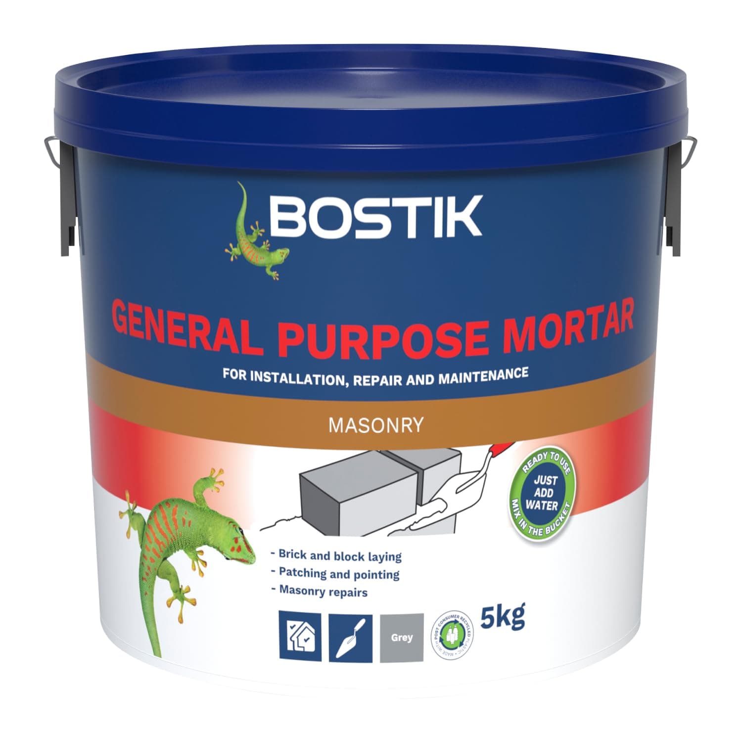 Bostik Cementone General Purpose Mortar, Pre-Mixed, Easy to Use, For Interior & Exterior Repairs & Maintenance, Colour: Grey, Size: 5kg