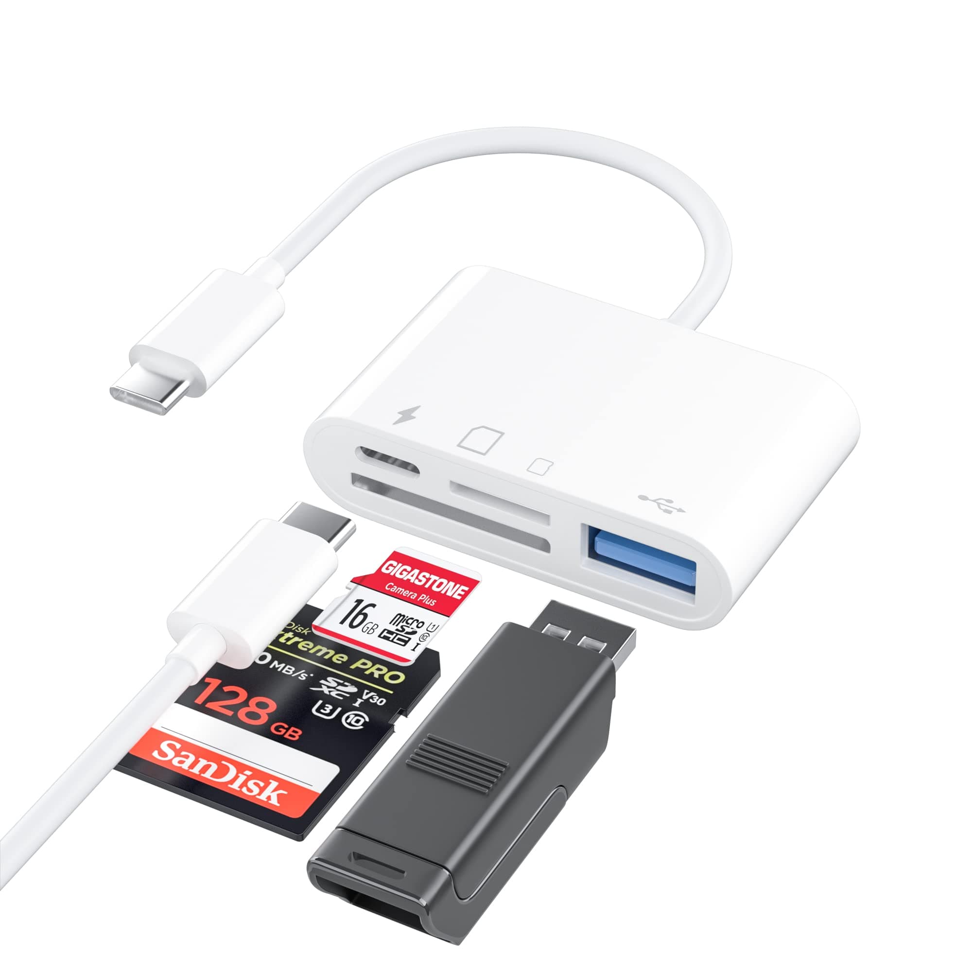 USB C SD Card Reader Adapter, Fermoved Type C Micro SD TF Card Reader Adapter, 4 in 1 USB C to USB Camera Memory Card Reader Adapter for iPhone15 New Pad Pro MacBook Pro and More UBC C Devices