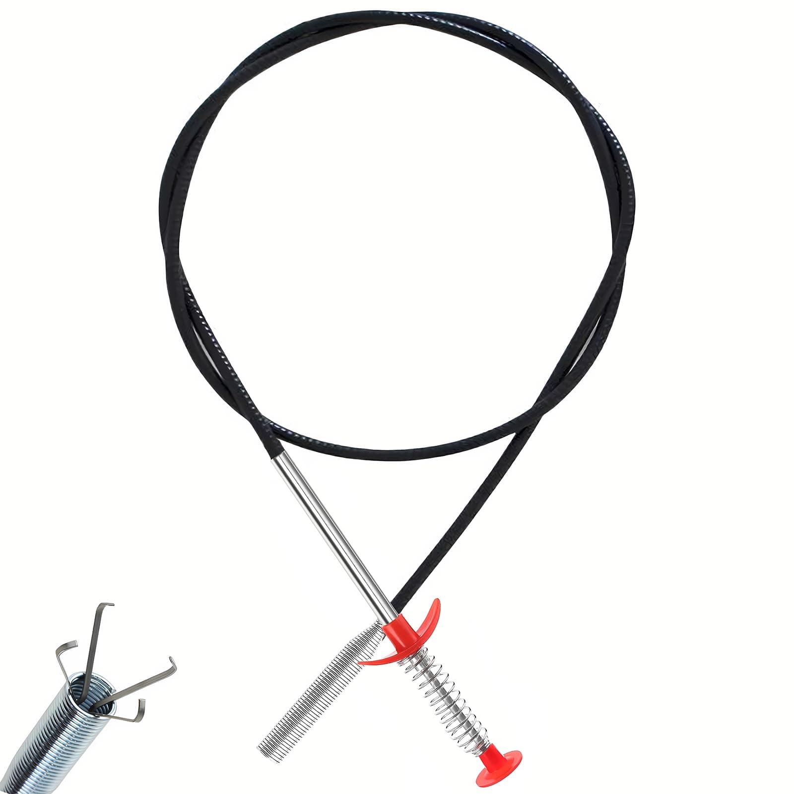 Drain Snake, Drain Clog Remover - Gutter Cleaning Tools Drain Cleaner for Toilet Sewer Shower Kitchen Bathroom Tub Clogged Drains Opener Cleaning Tool, Flexible Grabber Claw Pick Up Reacher (63 inch)