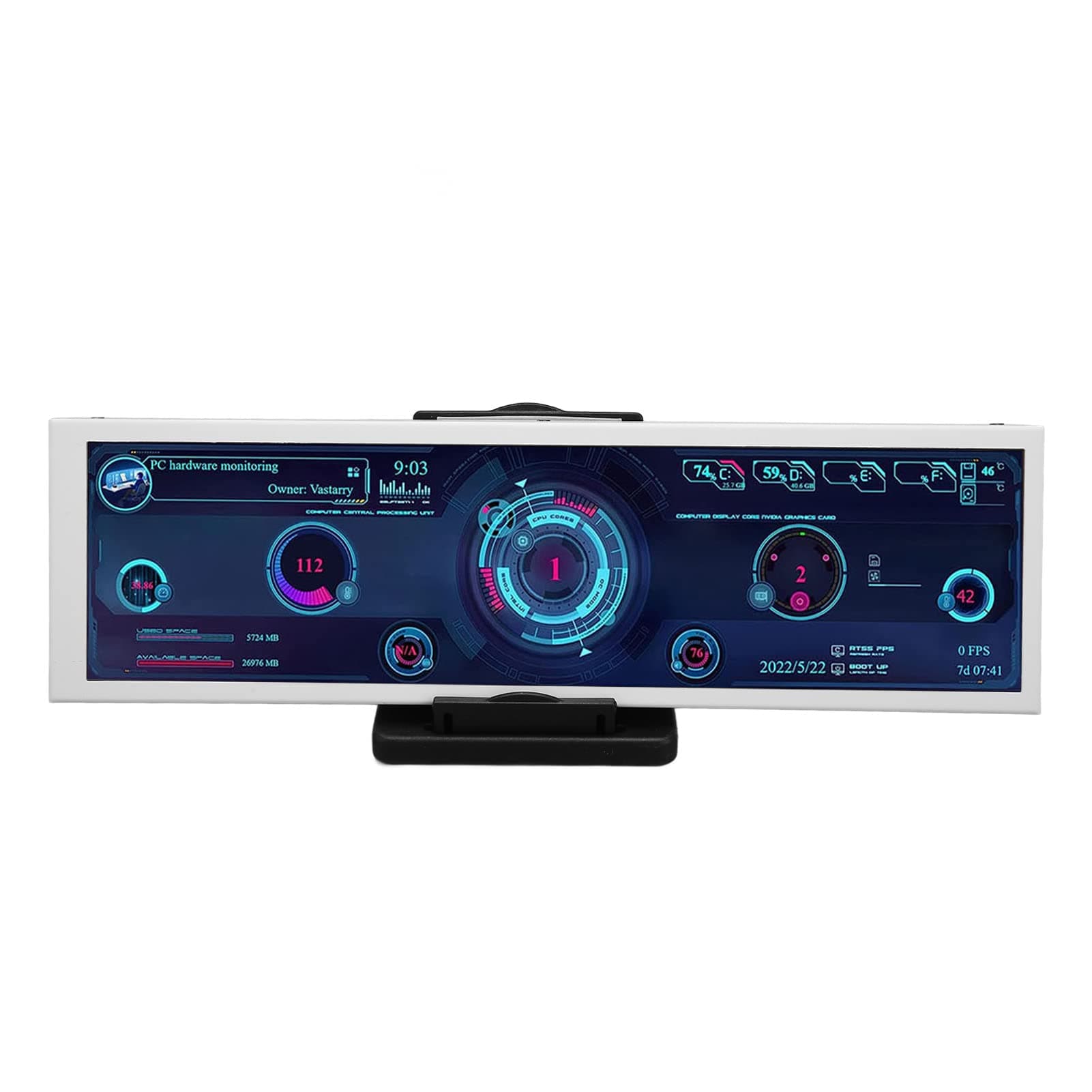 8.8 Inch Computer Temperature Monitor, CPU GPU SSD Data Monitor, for LinuxWindows, Touchscreen PC Sensor Panel Display, Computer Case Secondary Screen