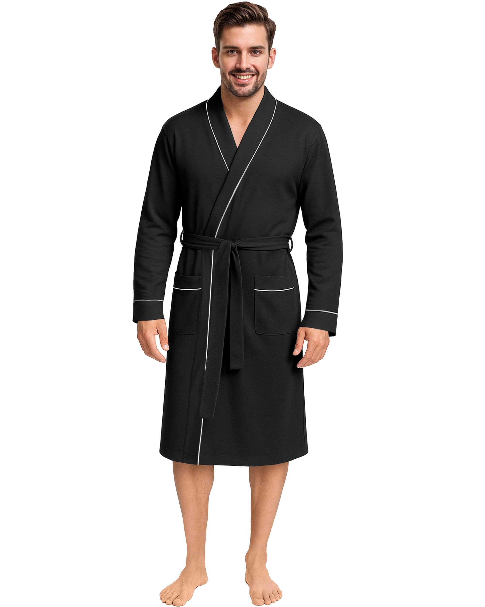 Men's Robe Cotton Blend Knit Bathrobe