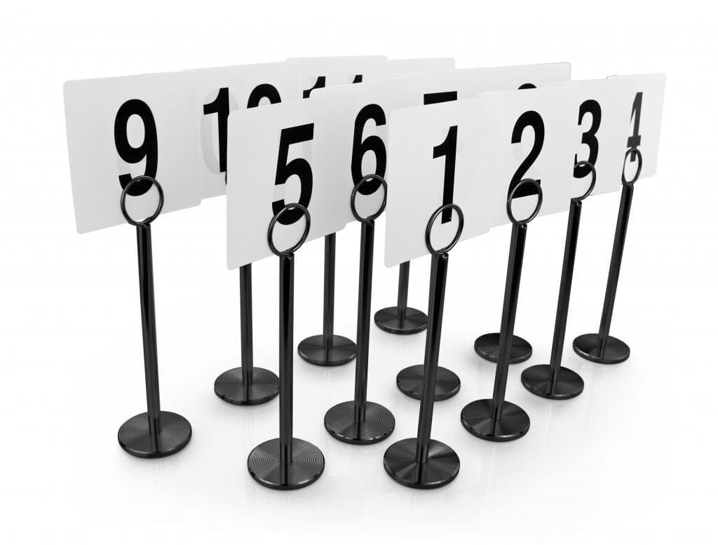 New Star Table Number Card and Holder Set, Includes 12 Pieces of 8-Inch Black Finish Holders and Number Cards 1 to 12, Set of 24, Black on White