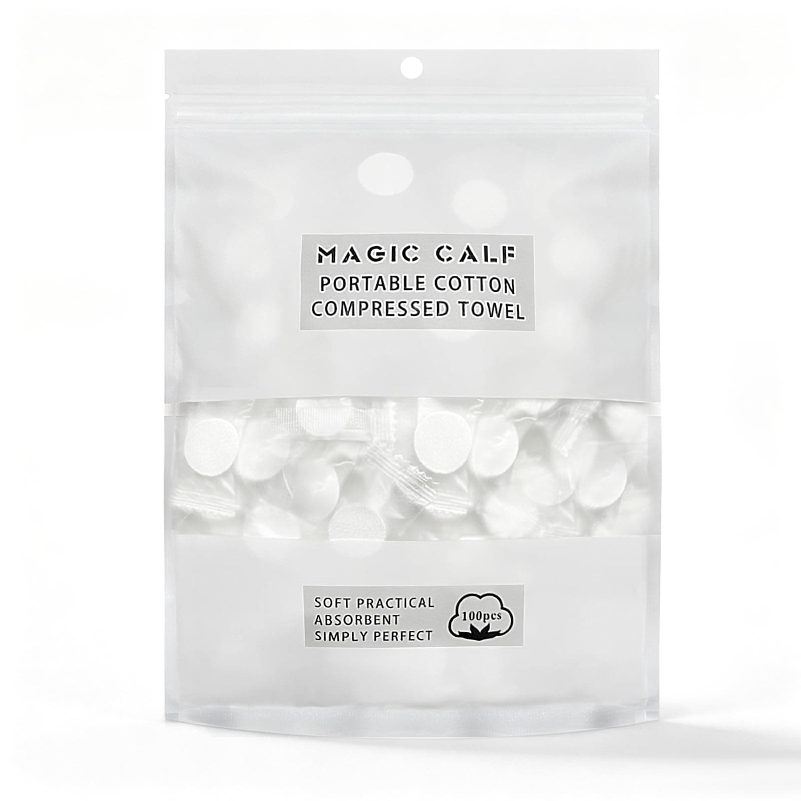 Classycoo Compressed Towel 100 PCS Mini Tablets Disposable Portable Face Towel Cotton Coin Tissue for Travel, Camping, Hiking, Sport, Beauty Salon, Home Hand Wipes and Other Outdoor Activities (White)