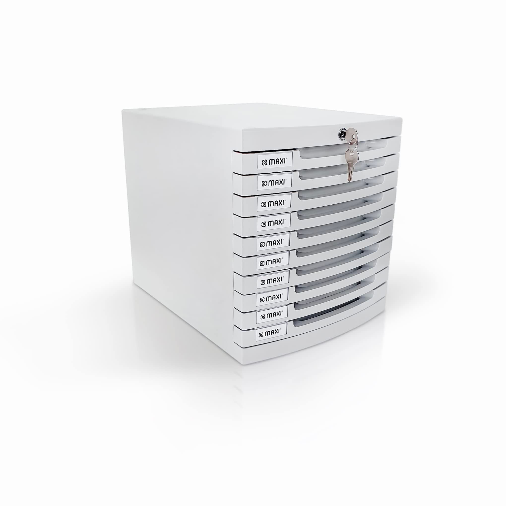 Plastic Storage 10 Drawer With Lock, office file cabinets Filing for Home Drawers Flat Cabinet, Lockable Hold GREY MX-PS10