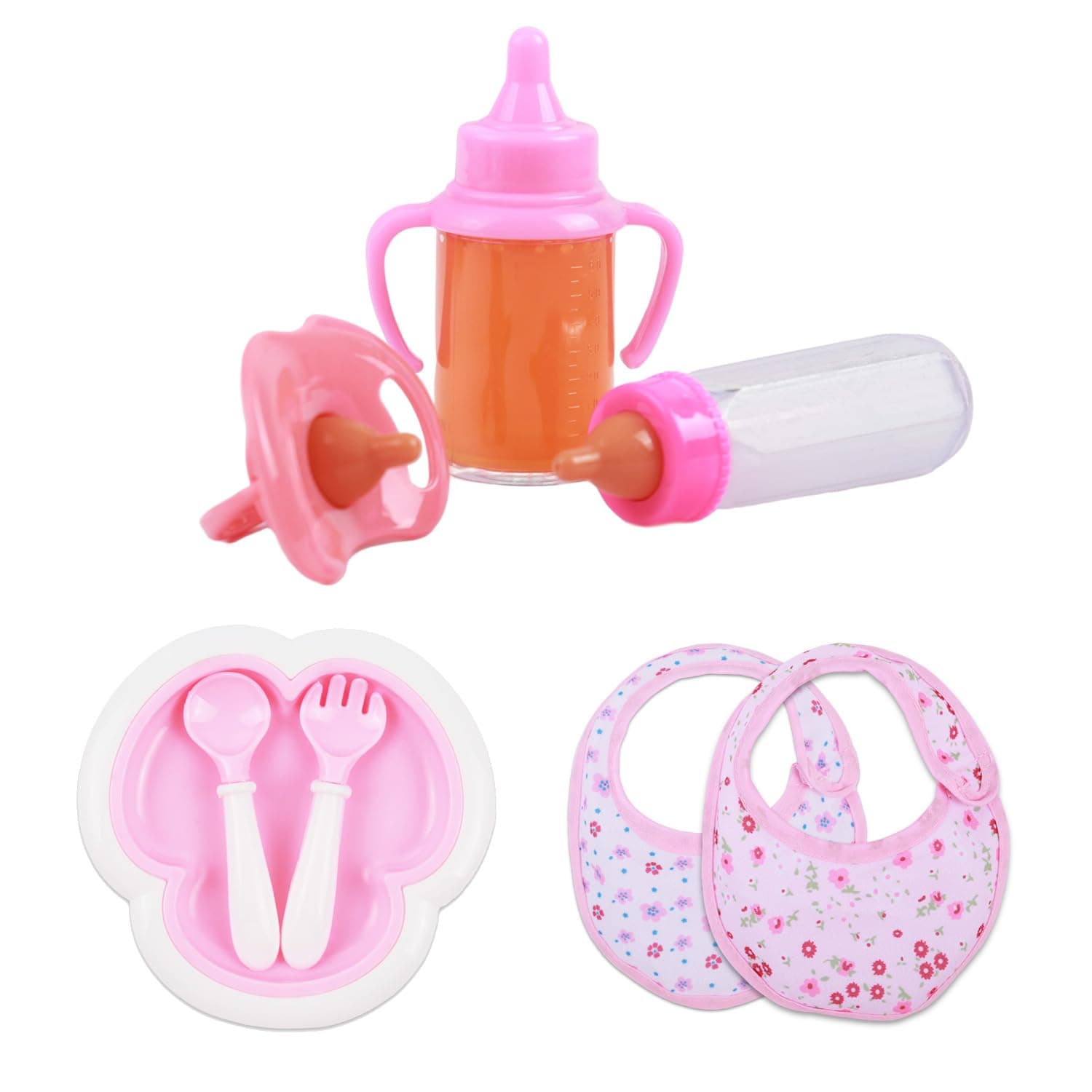 Bottle Pacifier, Knife and Fork Plate, Two Bibs