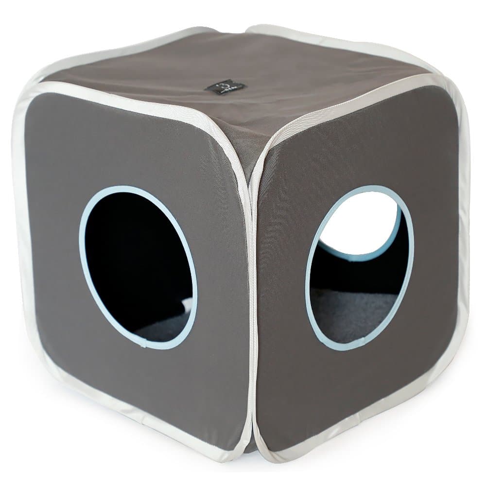 A4Pet Foldable Cat Cube,Cat Condo,Cat Bed,Cat Tunnel, Cat Toy Hanging Ring,15" L X 15" W X 16" H