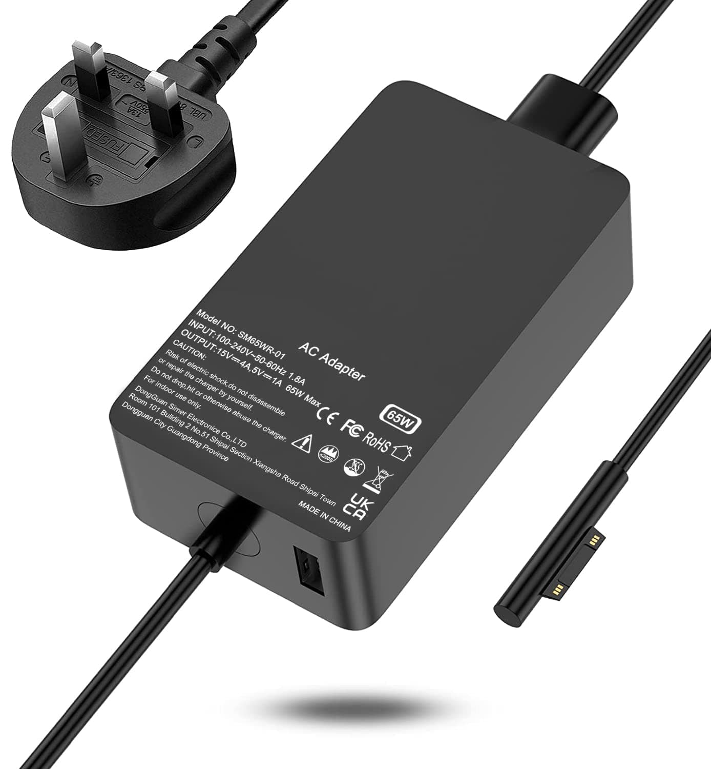 65W Laptop Charger Compatible with Microsoft Surface Pro 8/Pro X/Pro 7/Pro 6/Pro 5/Pro 4/Pro 3,Laptop 1/2/3/,Go1/2 & Book1/2 Tablet Power Supply