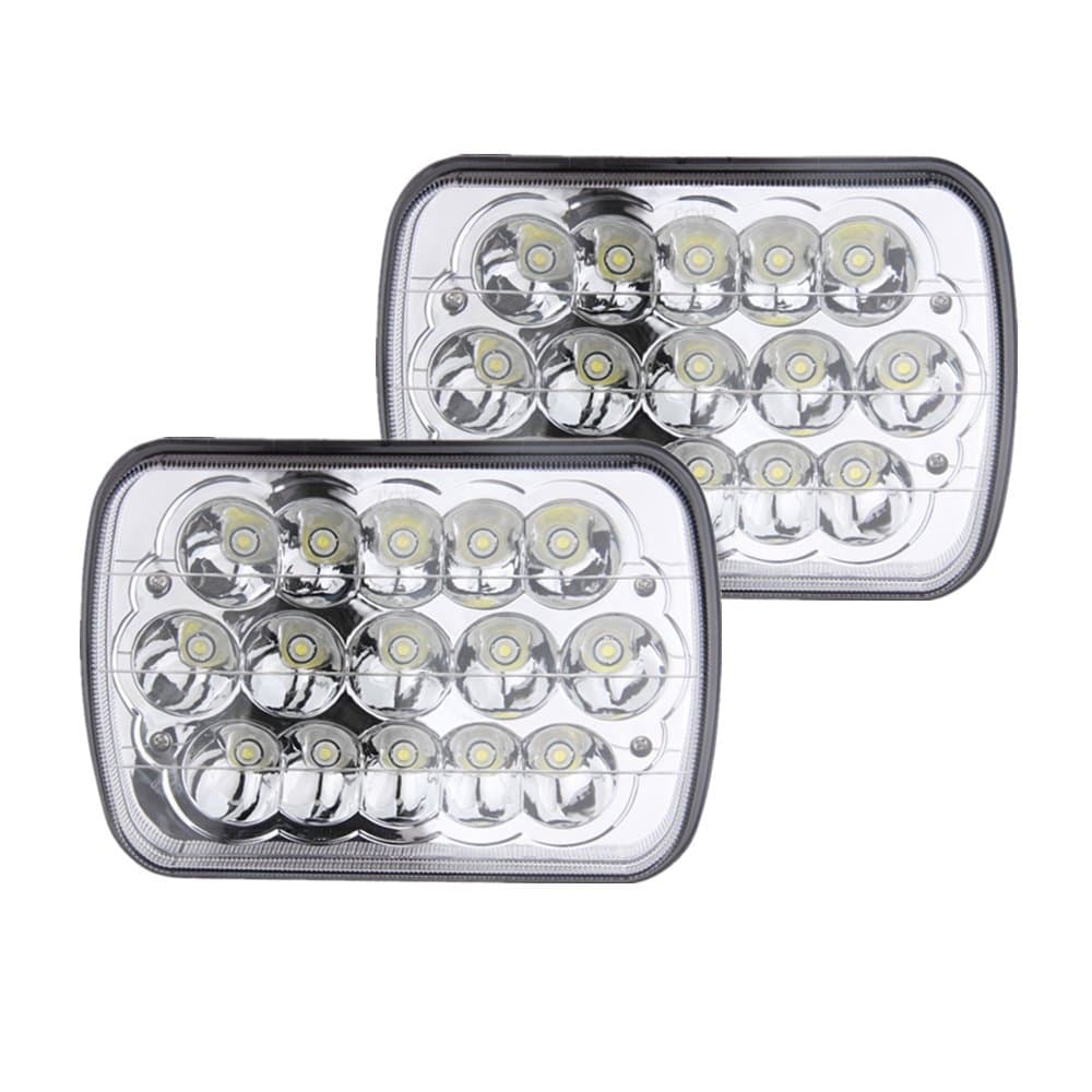 Flux 2PCS Rectangular 5x7 Inch LED Headlights Bulb Sealed Beam H6014 H6052 H6053 H6054 Projector Lens for Freightliner Peterbilt 86-95 Jeep Wrangler JK YJ CJ TJ MJ XJ