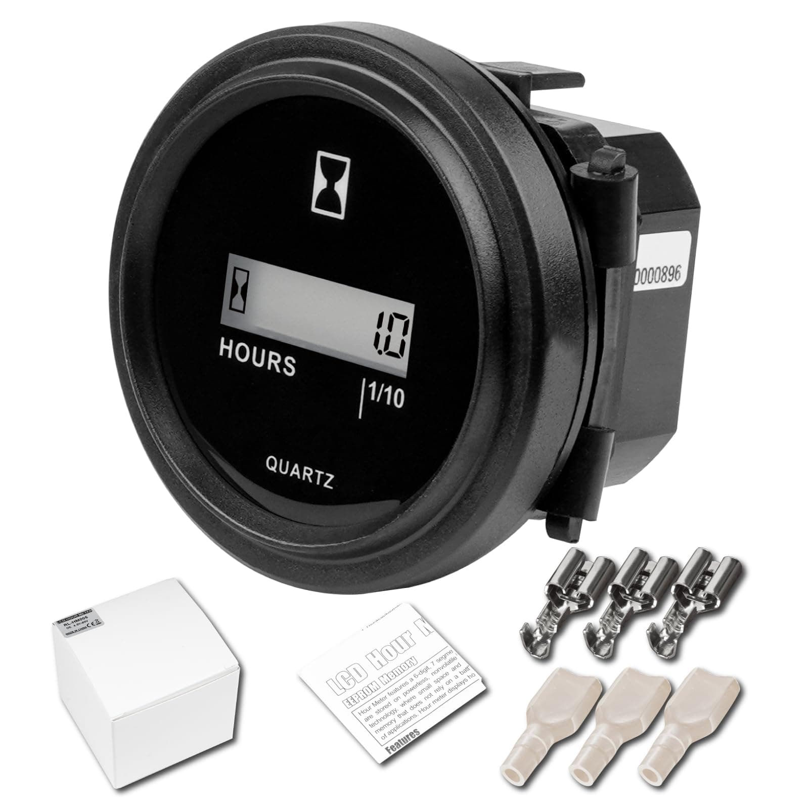 NR-HM005DC Hour Meter DC 4.5-90V Round LCD Hour Meter Quartz Hourmeter for Fork Cart Boat Tractor Generator Engine Mower