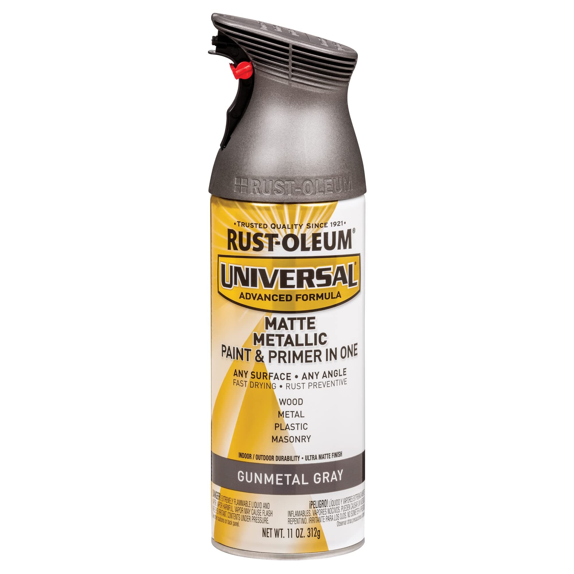 Rust-Oleum 353091 Universal All Surface Metallic Spray Paint, 11 oz, Matte Gunmetal Gray
