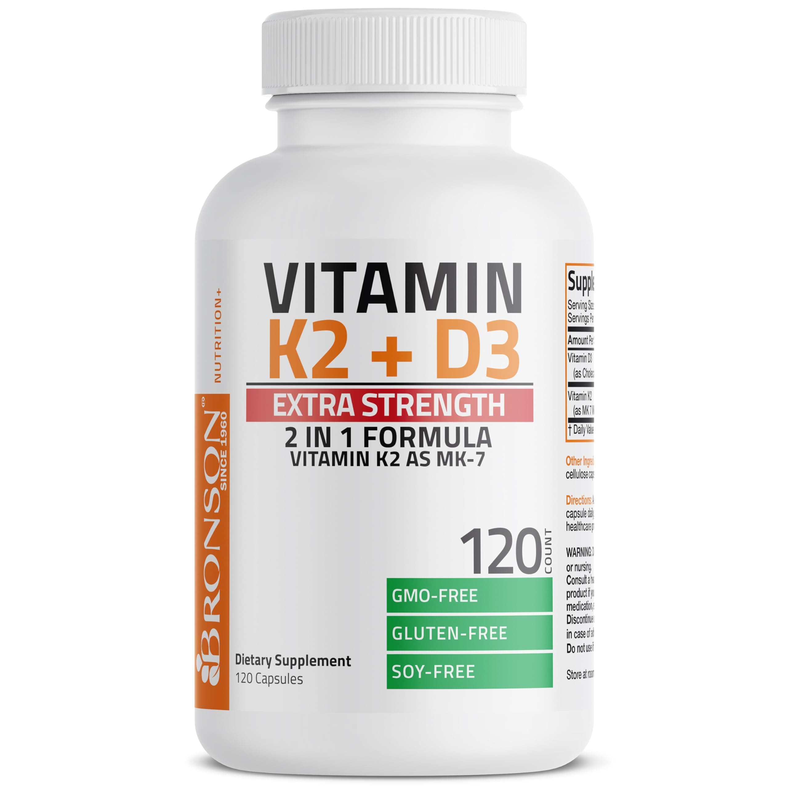 Vitamin K2 (MK7) with D3 Extra Strength Supplement Bone and Heart Health Non-GMO Formula 10,000 IU Vitamin D3 & 120 mcg Vitamin K2 MK-7 Easy to Swallow Vitamin D & K, 120 Capsules