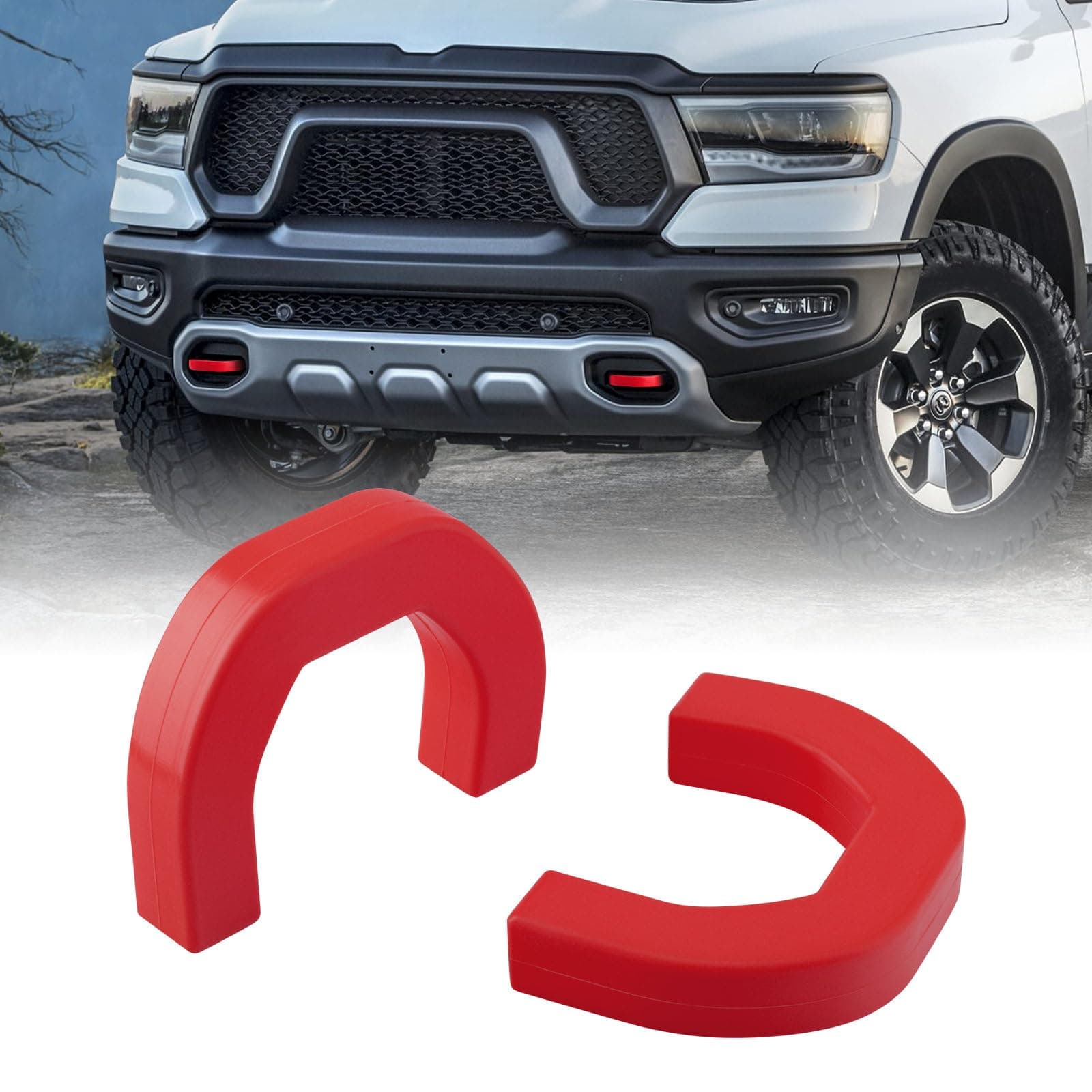 Tow Hooks Covers Hitch Cover Front Customized Car Tow Hooks Compatible with RAM 1500 Accessories 2019-2024 (Red) | (Not fit 1500 Classic Models)