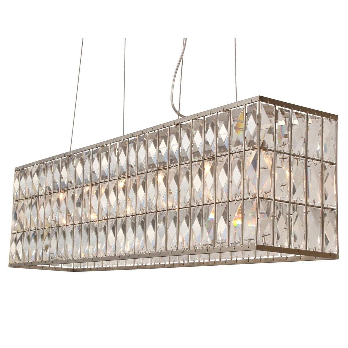 LightUpMyHome The Monroe Rectangular Clear Crystal Chandelier, Brushed Nickel