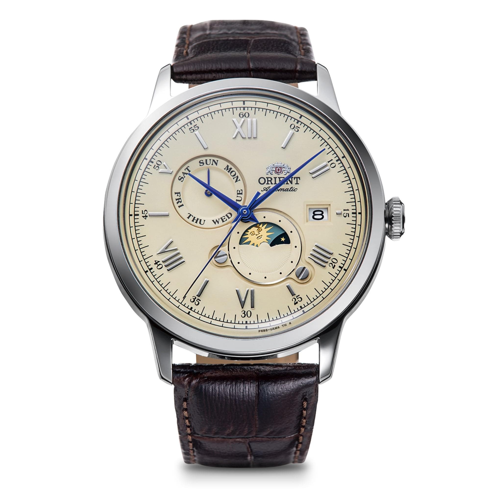 Orient Bambino Sun & Moon Automatic Watch Mechanical Automatic RN-AK0803Y Men's Ivory, Ivory, Classic, Ivory, Classic