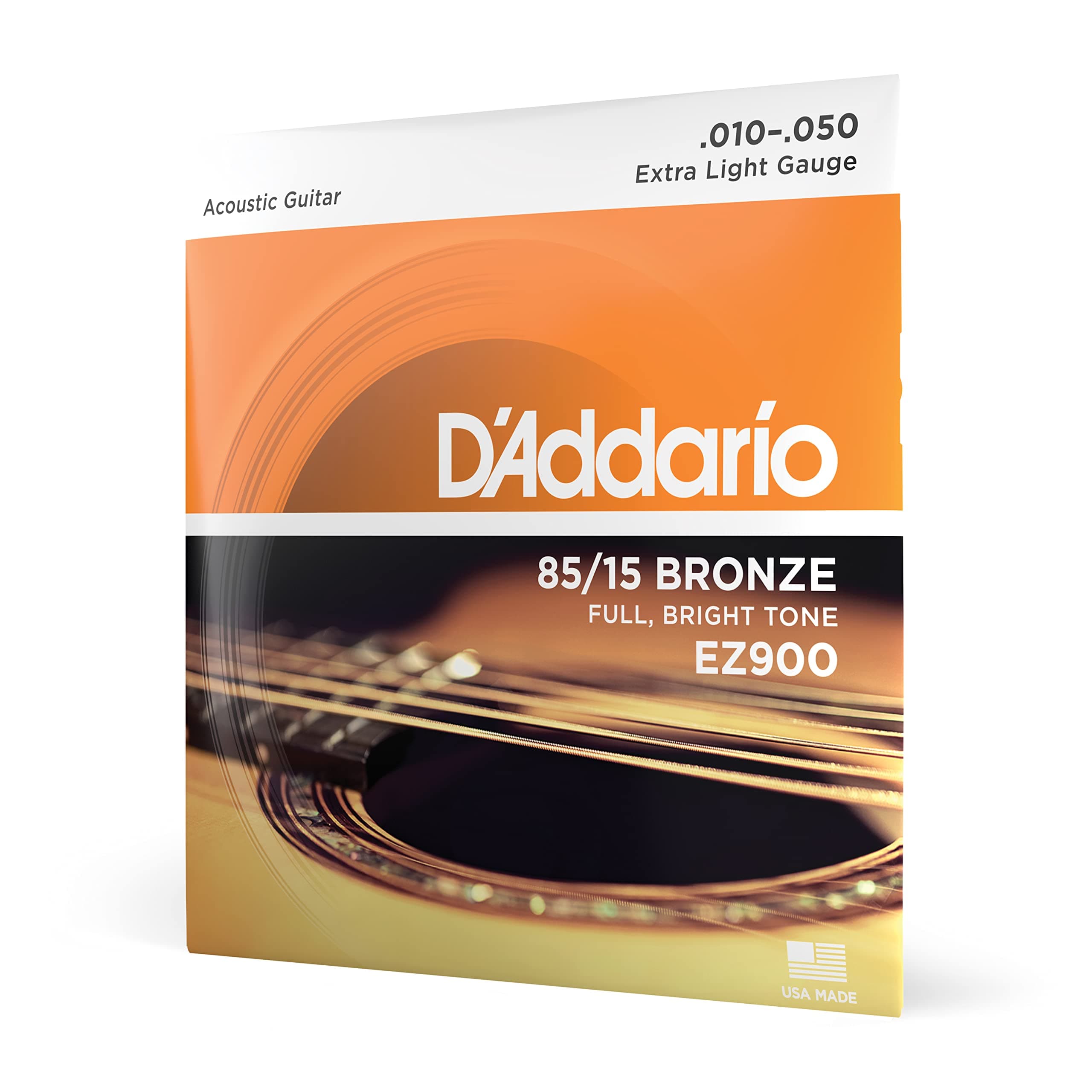 Guitar Strings - Acoustic Guitar Strings - 85/15 Bronze - For 6 String Guitar - Full, Bright Tone - EZ900 - Extra Light, 10-50