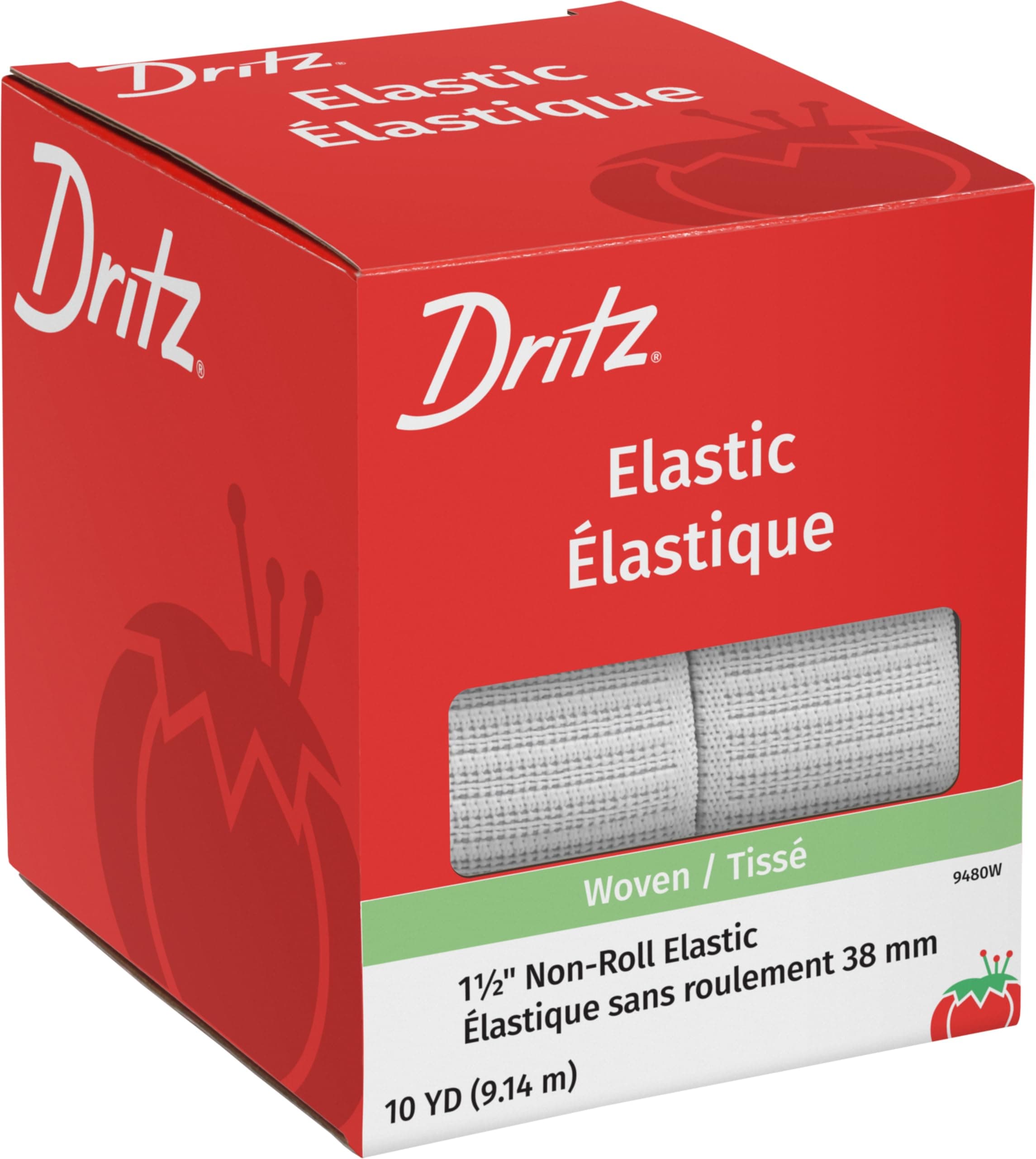 9480W Non-Roll Woven Elastic, White, 1-1/2-Inch by 10-Yard