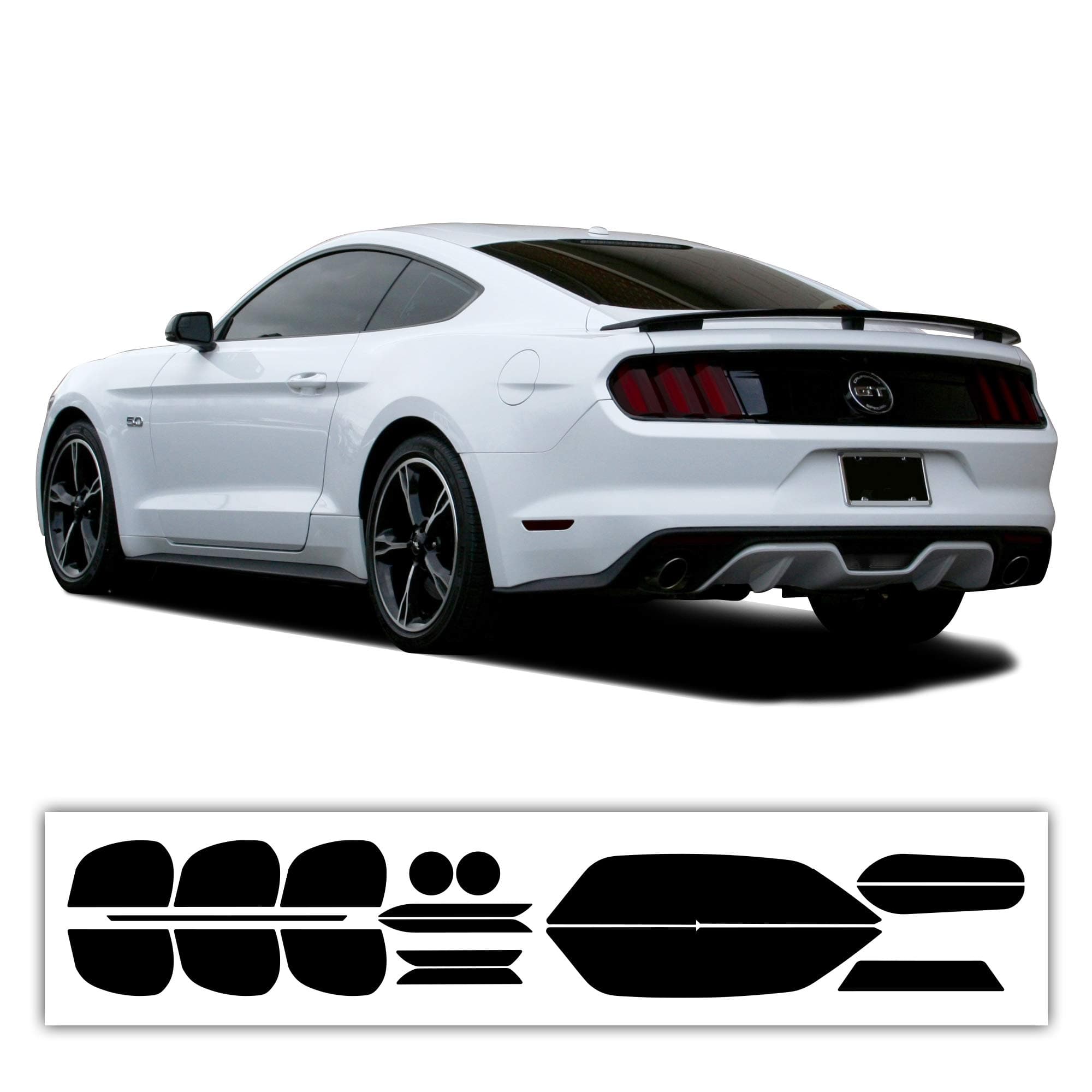 Complete Full Headlight and Taillight Precut Overlay Tint Kit with Tools Compatible with Ford Mustang 2015-2017, Dark