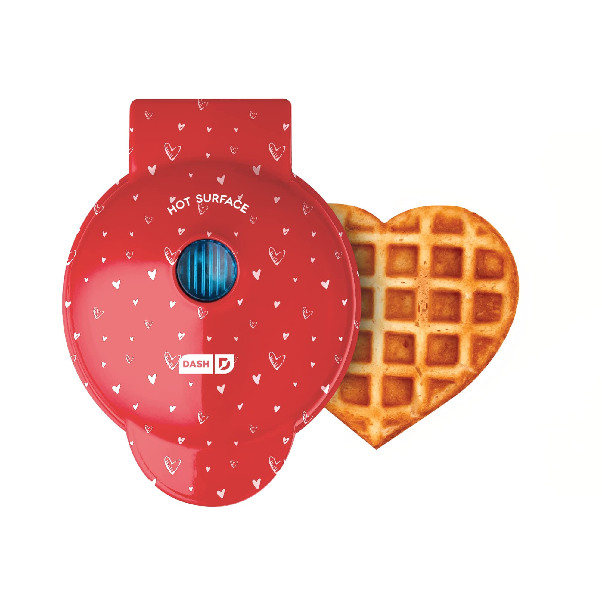 Dash Mini Waffle Maker- Electric Waffle Maker for Fun Breakfasts - Dual Nonstick Cooking Surface - Enjoy Fun, Family-Friendly Treats - Red Love Heart