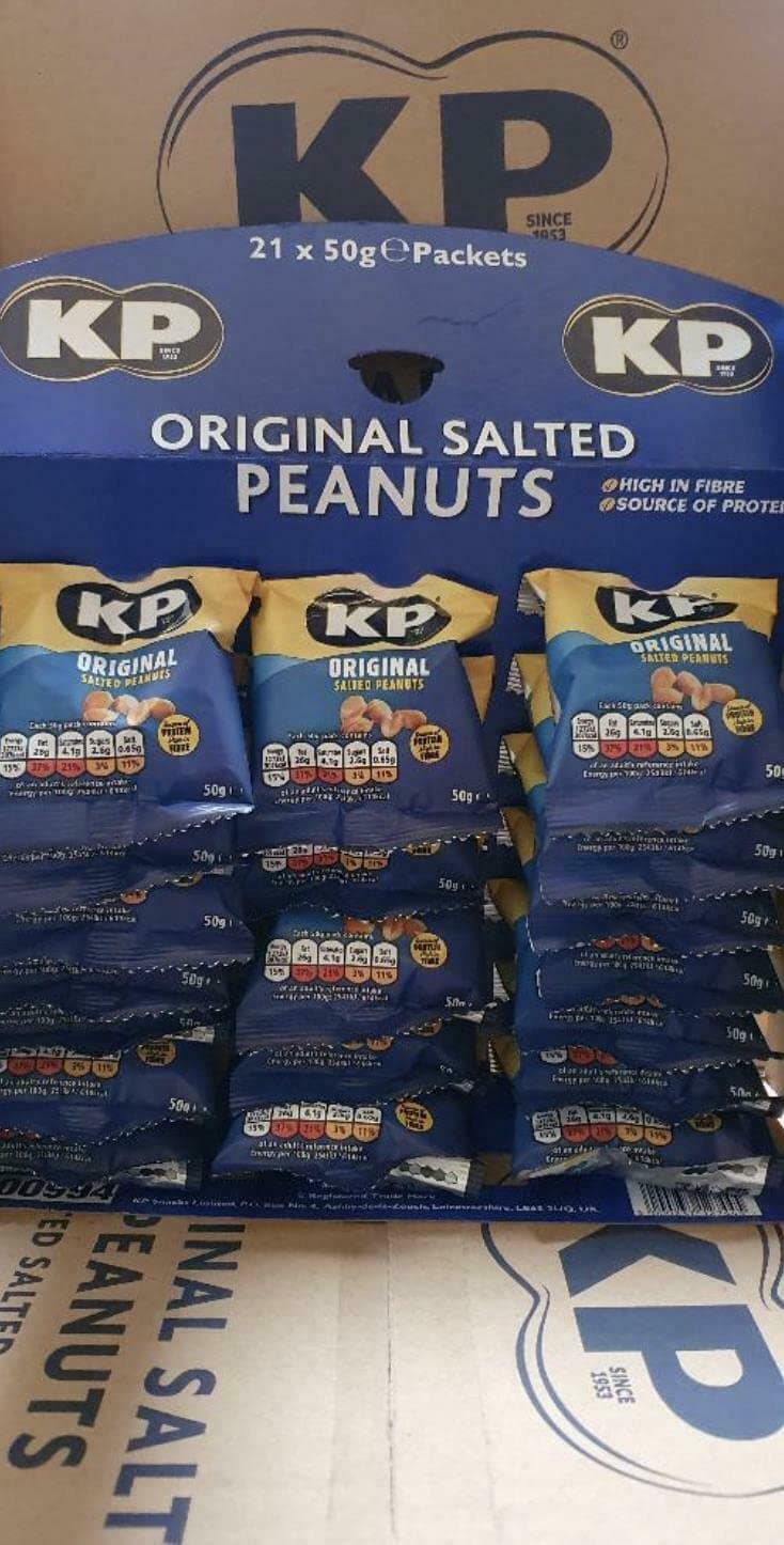 KP Nuts Salted Peanuts 21 x 50g Pub Card Pack savoury Snacks