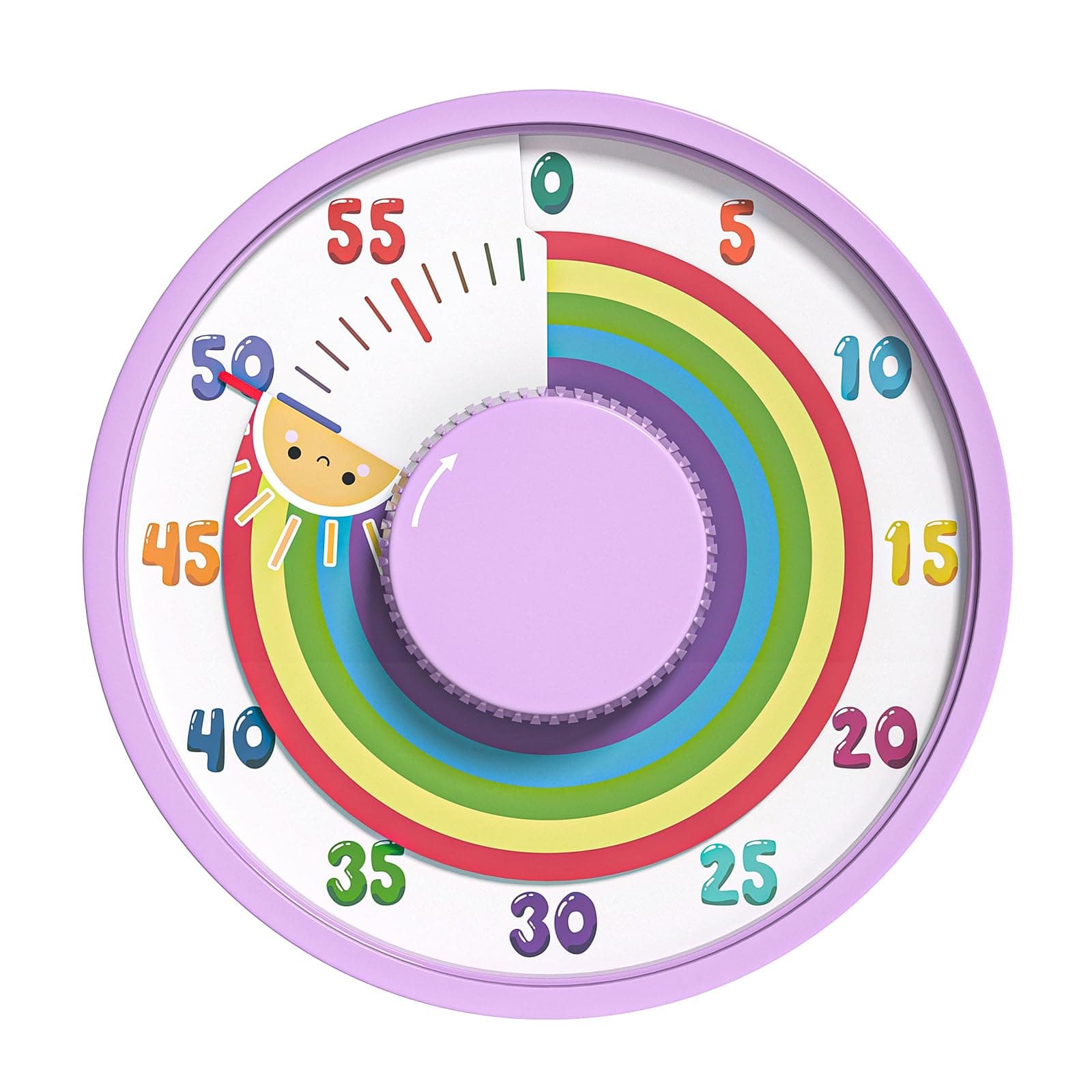 Secura 60-Minute Rainbow Visual Timer 6-Inch Mechanical Countdown Timers for Teaching, Meeting, Cooking, Working - Timer for Kids with Magnetic Backing (Purple)