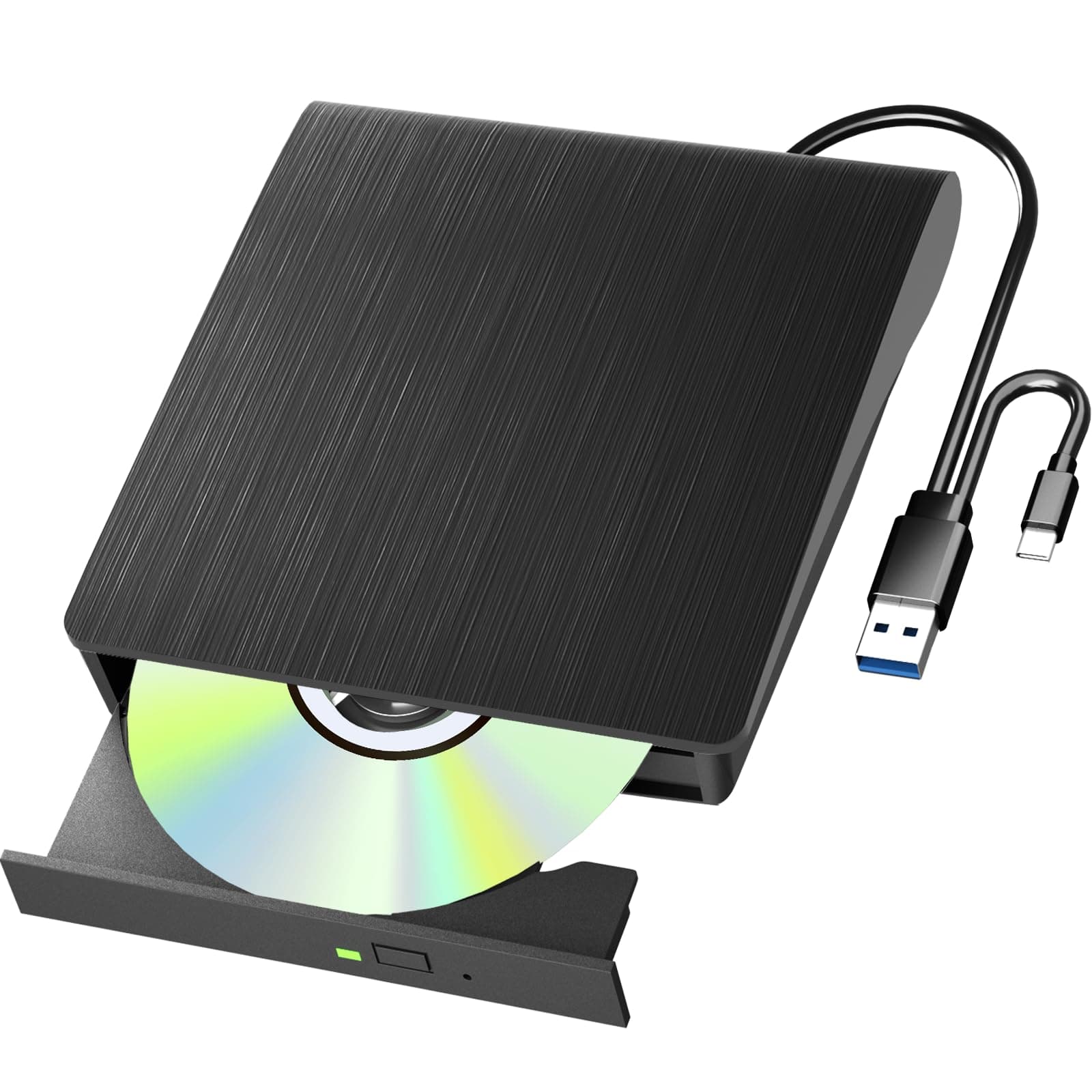 Yaeonku External Blu Ray Drive, USB 3.0 Type-C DVD CD Portable Blu Ray Player, 50GB BD write support, Ultra-Slim 3D External Blu Ray Burner, Portable Player/Rewriter for Laptop Windows Mac