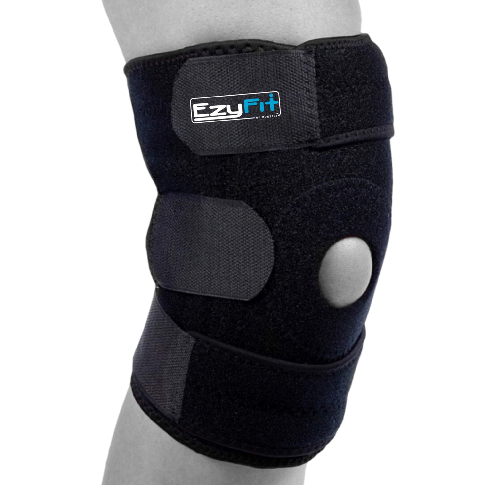 EzyFit Knee Brace Support Dual Stabilizers Open Patella - Adjustable Breathable Neoprene For Acl Meniscus Tear Injury Recovery Comfort Fit - XL Sizes