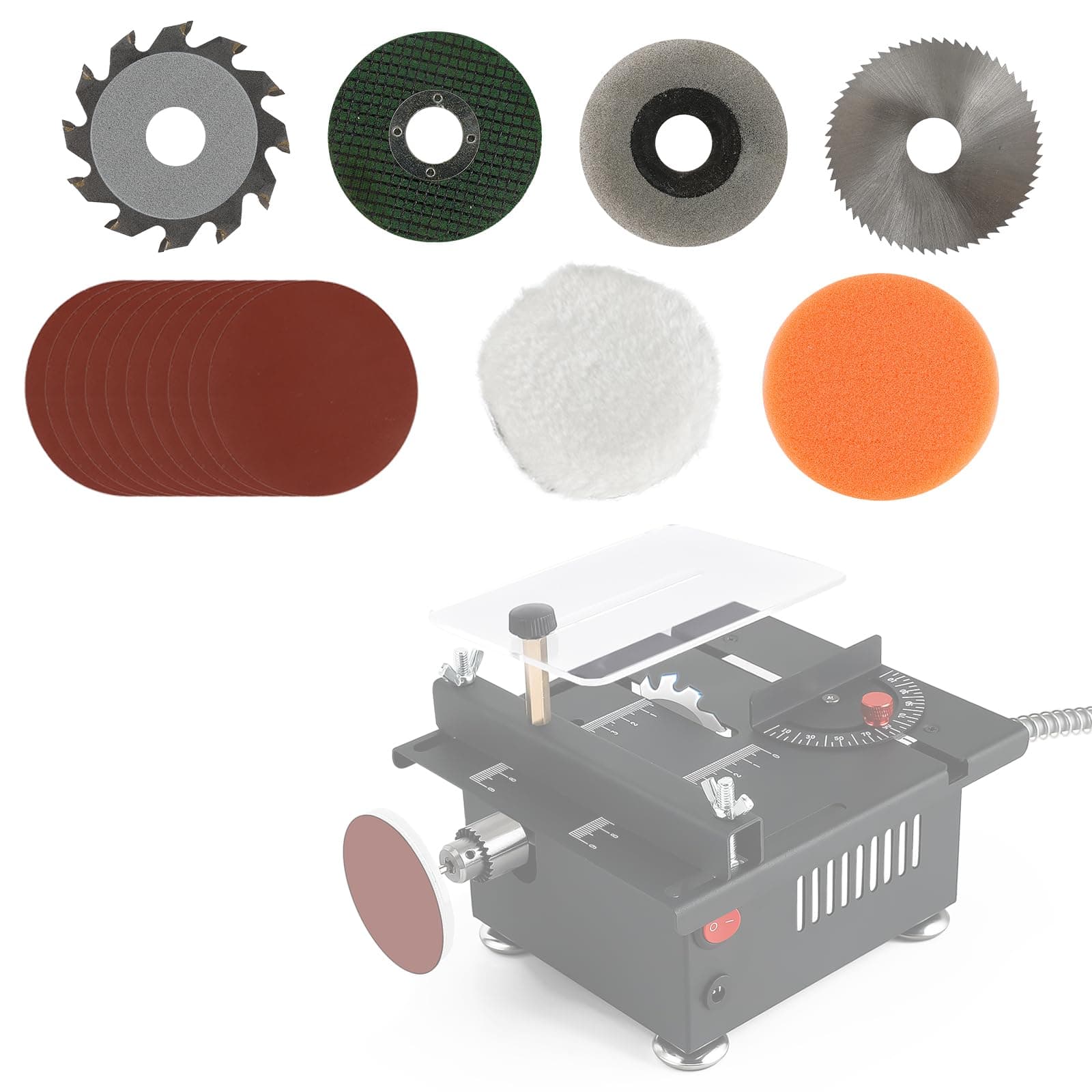 Mini Small Multi-Functional Table-Saw - Portable Crafts Table Saw Speed Angle Cutting Depth Adjustable Cutting Sanding Engraving for Wood Acrylic PCB Plastic