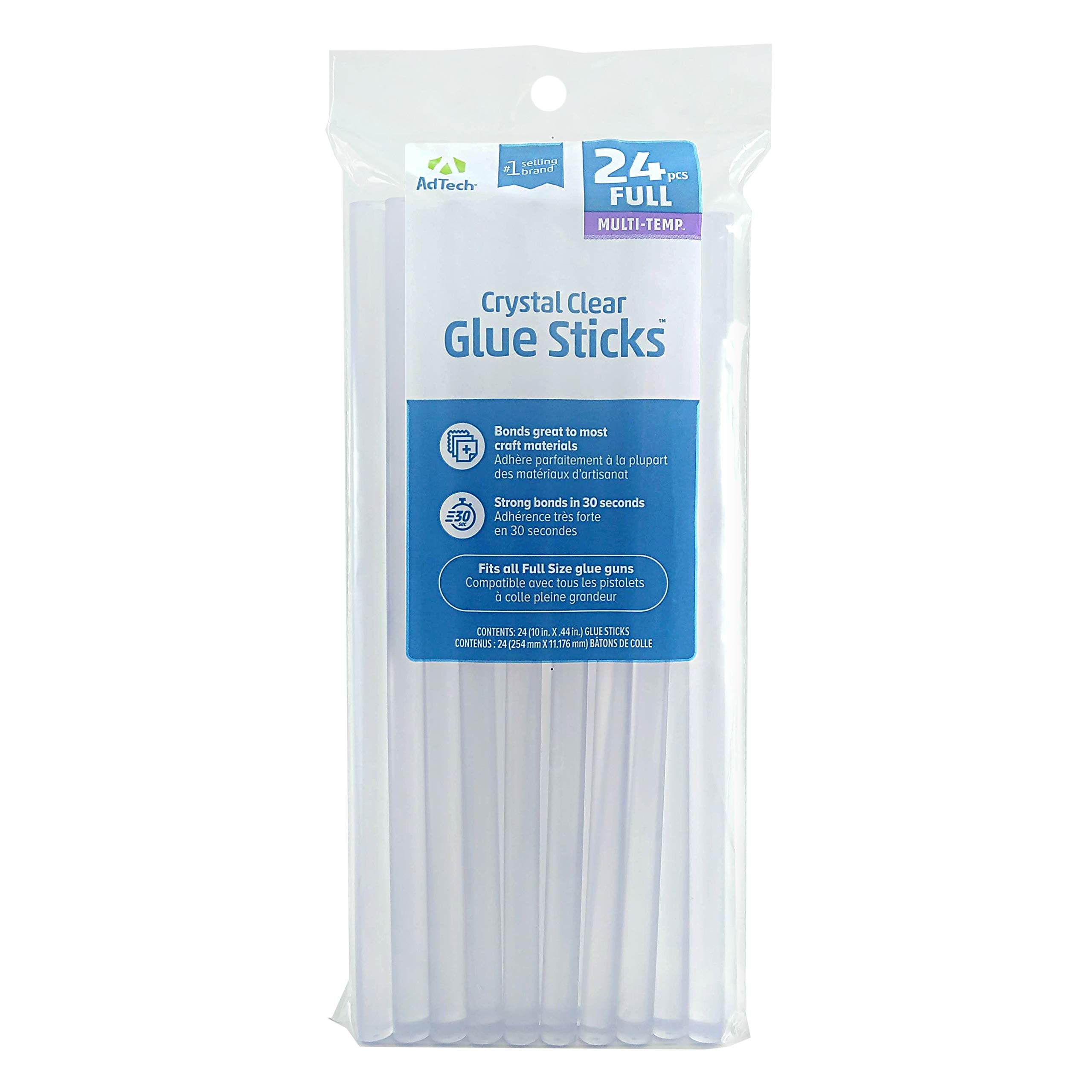 AdTech Hot Glue Sticks 10" Full Size, Clear, 24 Sticks