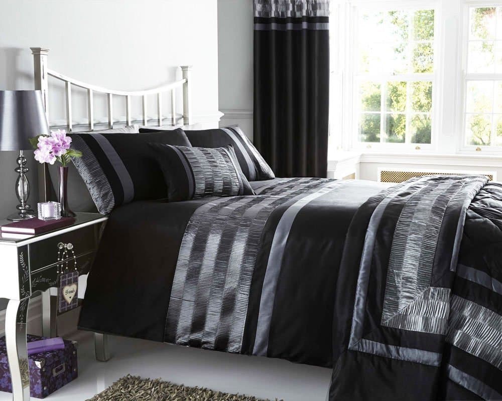 NEW BLACK PINTUCK DESIGNED BEDDING - MATCHING ITEMS AVAILABLE (super-king duvet set)