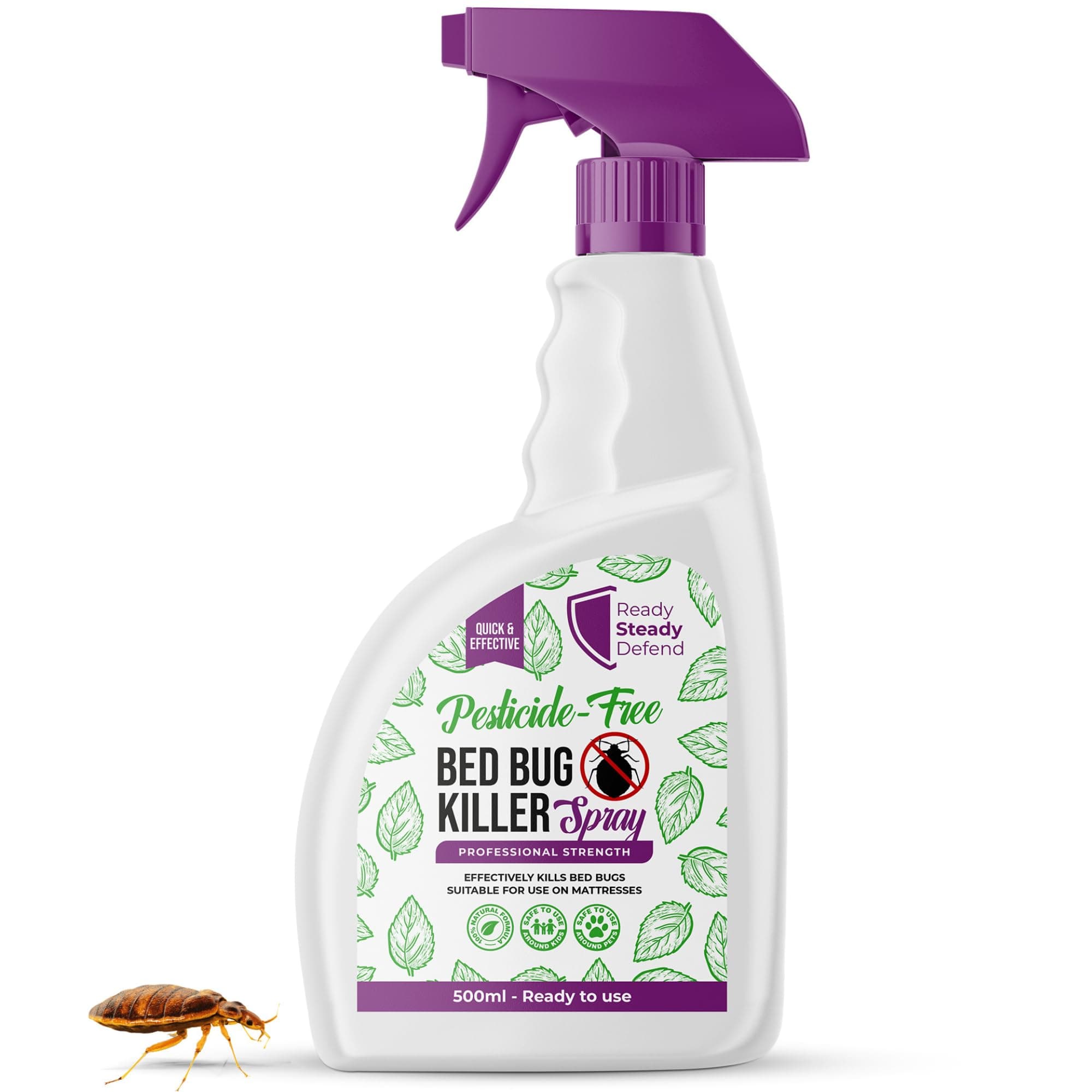 Bed Bug Killer Spray 500ml: Non-Toxic, Plant-Based Formula for Effective Pest Control, Safe on Mattresses & Upholstery