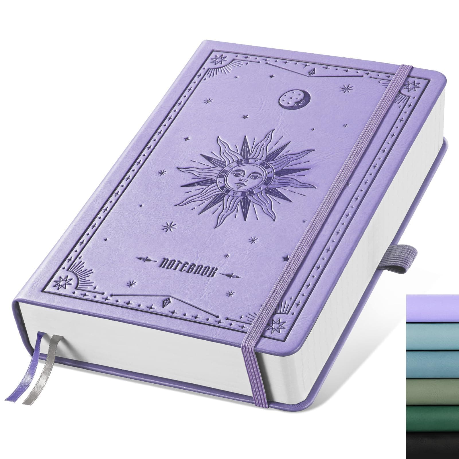 EMSHOI Lined Journal Notebook - 320 Numbered Pages, 100gsm Thick Journals, A5 Hardcover Leather College Ruled Notebooks for Women Men School Work Writing Note Taking, 5.75 x 8.38-Light Purple