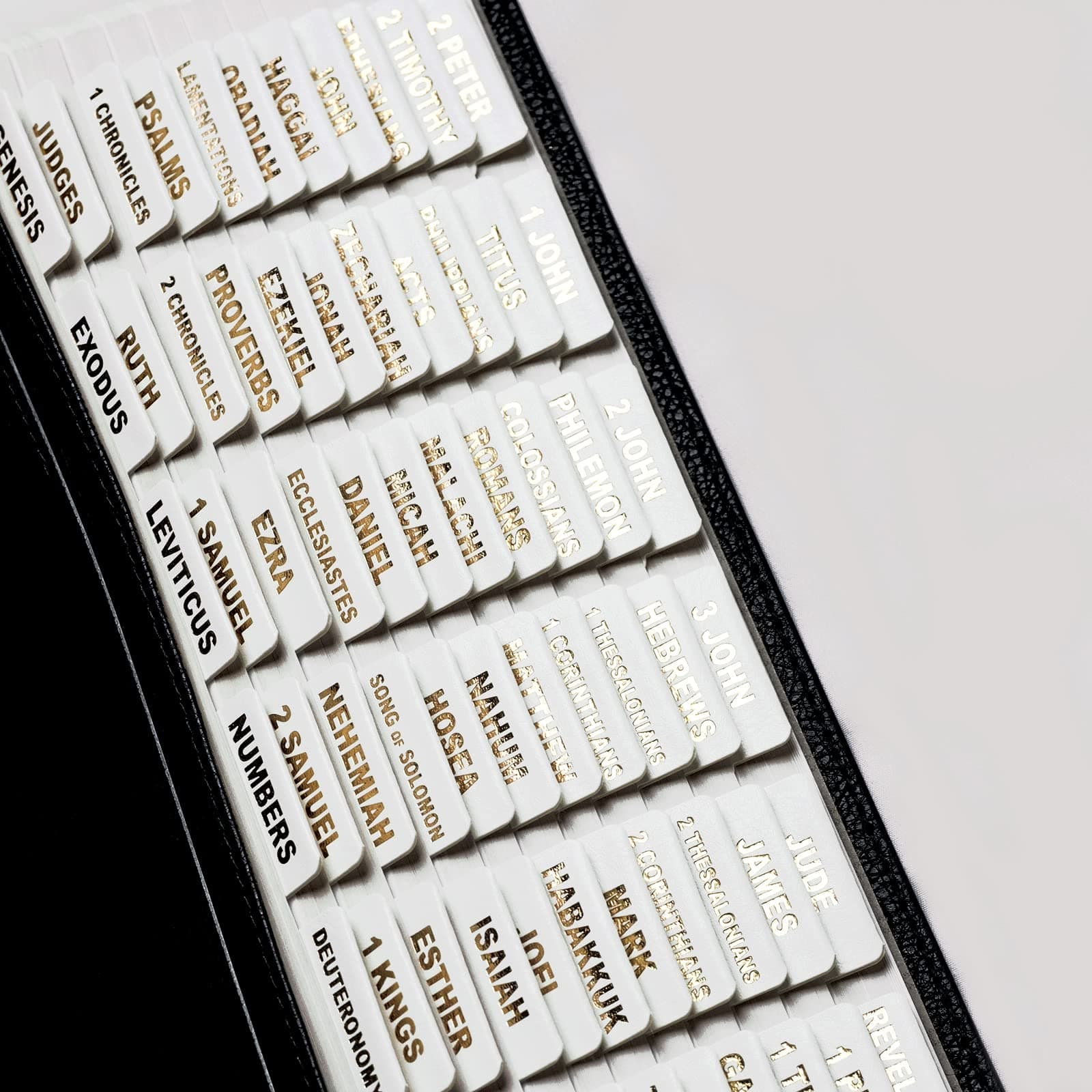 White--Leather Bible tabs