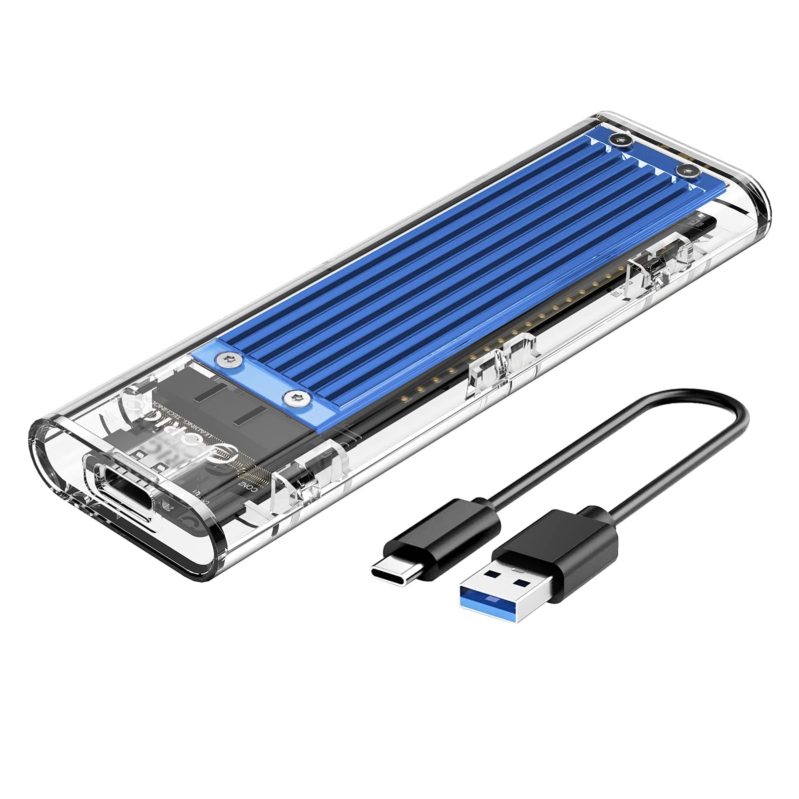 ORICO Tool-Free USB 3.1 Type-C to M.2 SATA SSD External Enclosure Adapter, Support NGFF(SATA Based) M.2 2280 2260 2242 2230 SSD Enclosure Adapter-(TCM2F, Blue)